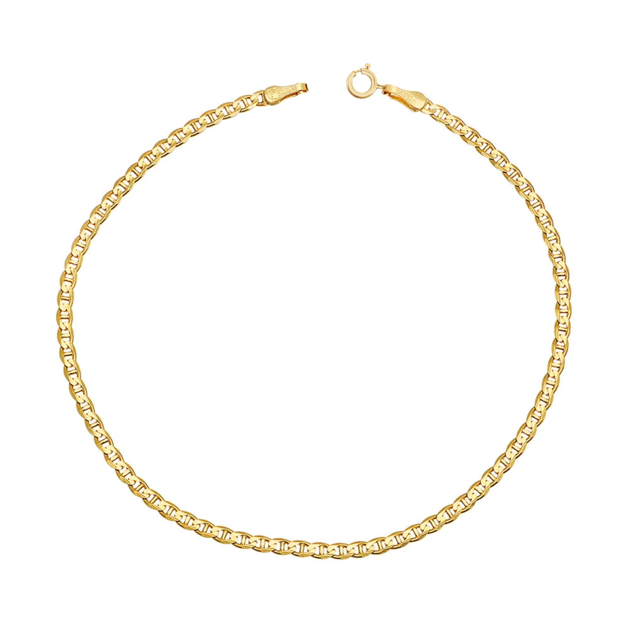 14K Gold Mariner Chain Bracelet, 2mm Anchor Link Bracelet, Flat Mariner Link, Minimalist Stacking Gold Bracelet for Women