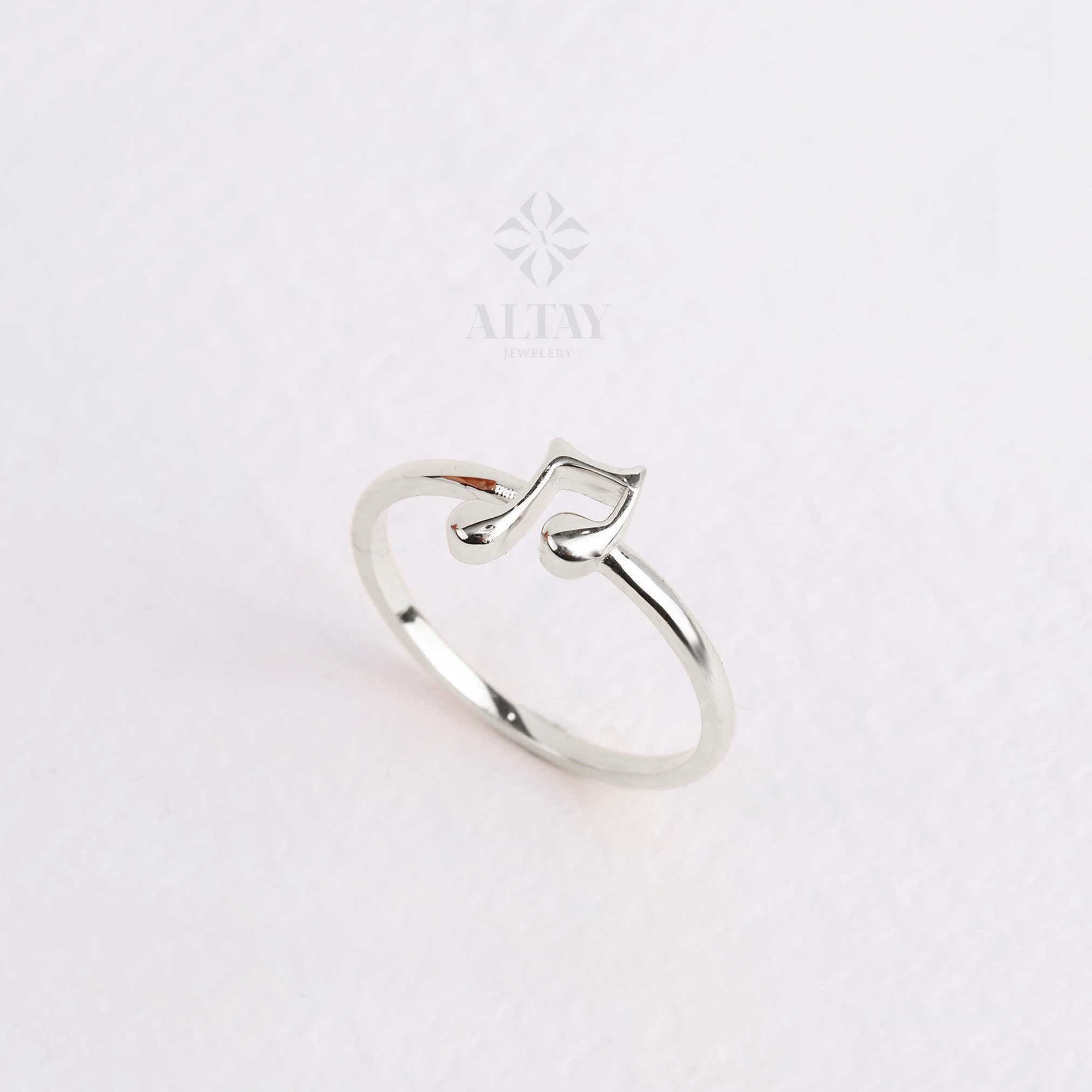 14K Gold Music Note Ring, Musicians Gold Ring, Musical Note Band Ring, Quaver Note Ring, Music Lover Jewelry, Musical Sheet Ring