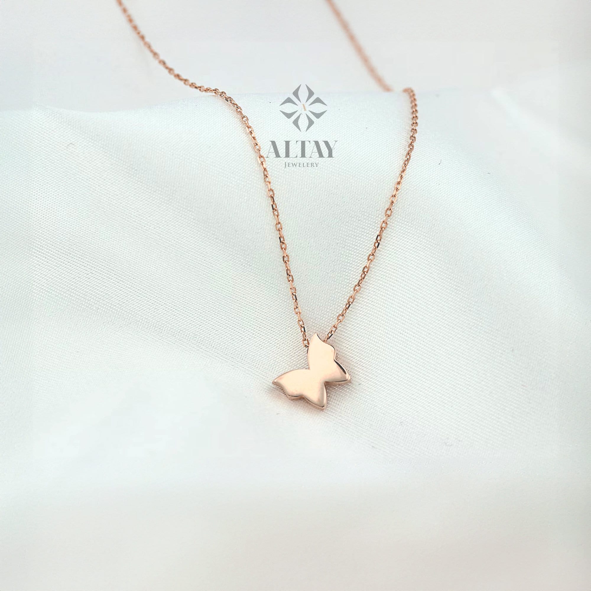 14K Gold Butterfly Necklace, Butterfly Charm Necklace, Dainty Animal Butterfly Necklace, Tiny Birthday Gift, Small Butterfly Pendant
