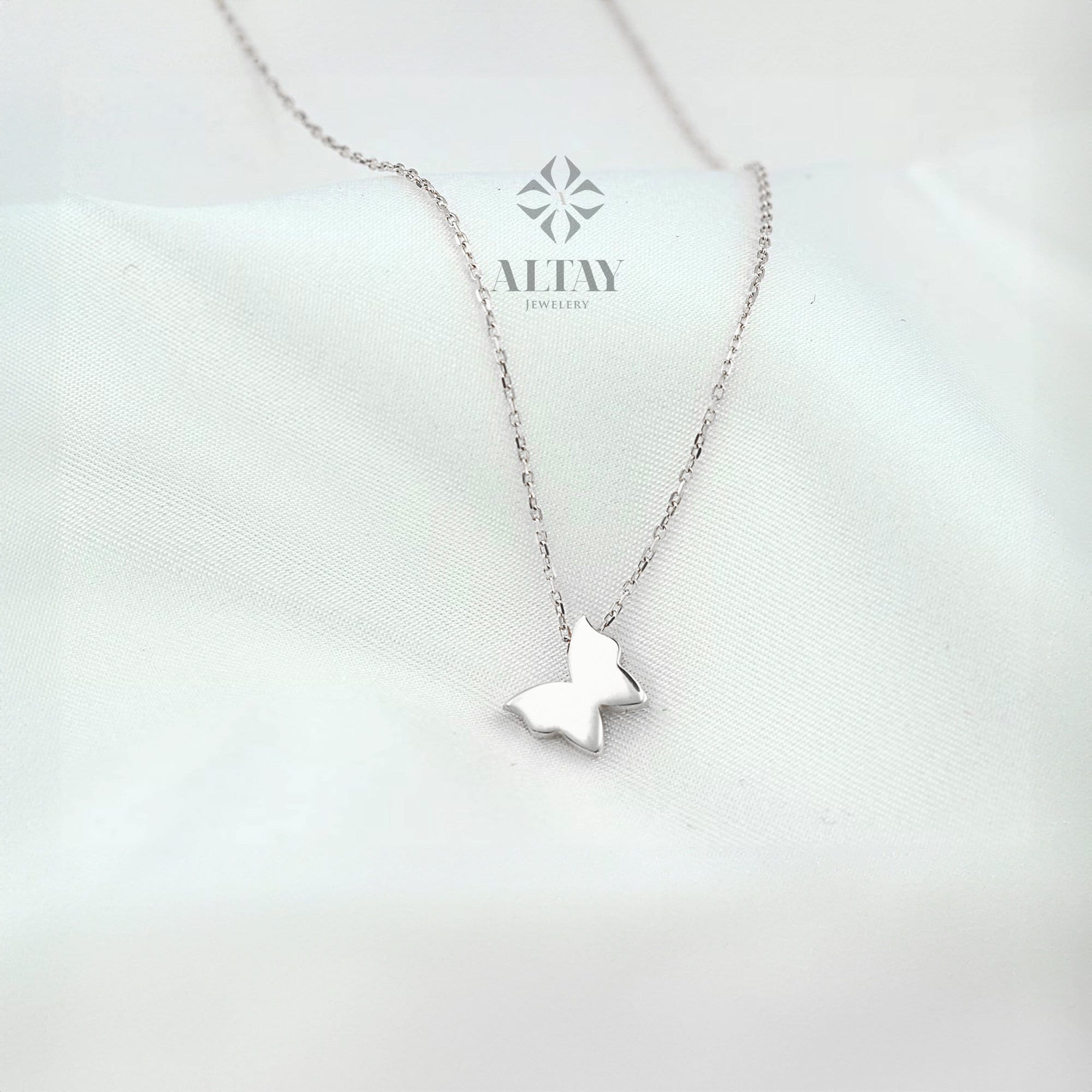 14K Gold Butterfly Necklace, Butterfly Charm Necklace, Dainty Animal Butterfly Necklace, Tiny Birthday Gift, Small Butterfly Pendant
