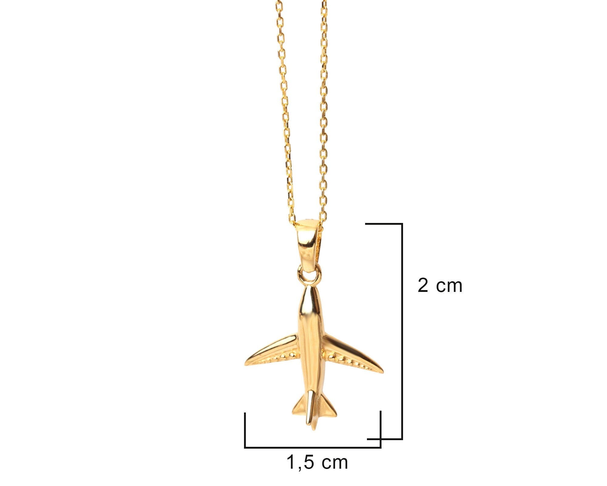 14K Gold Airplane Necklace, Plane Choker, Travel Necklace, Pilots Flight Attendant Gifts, Airplane Charm, Aviation Graduation Gifts for Her