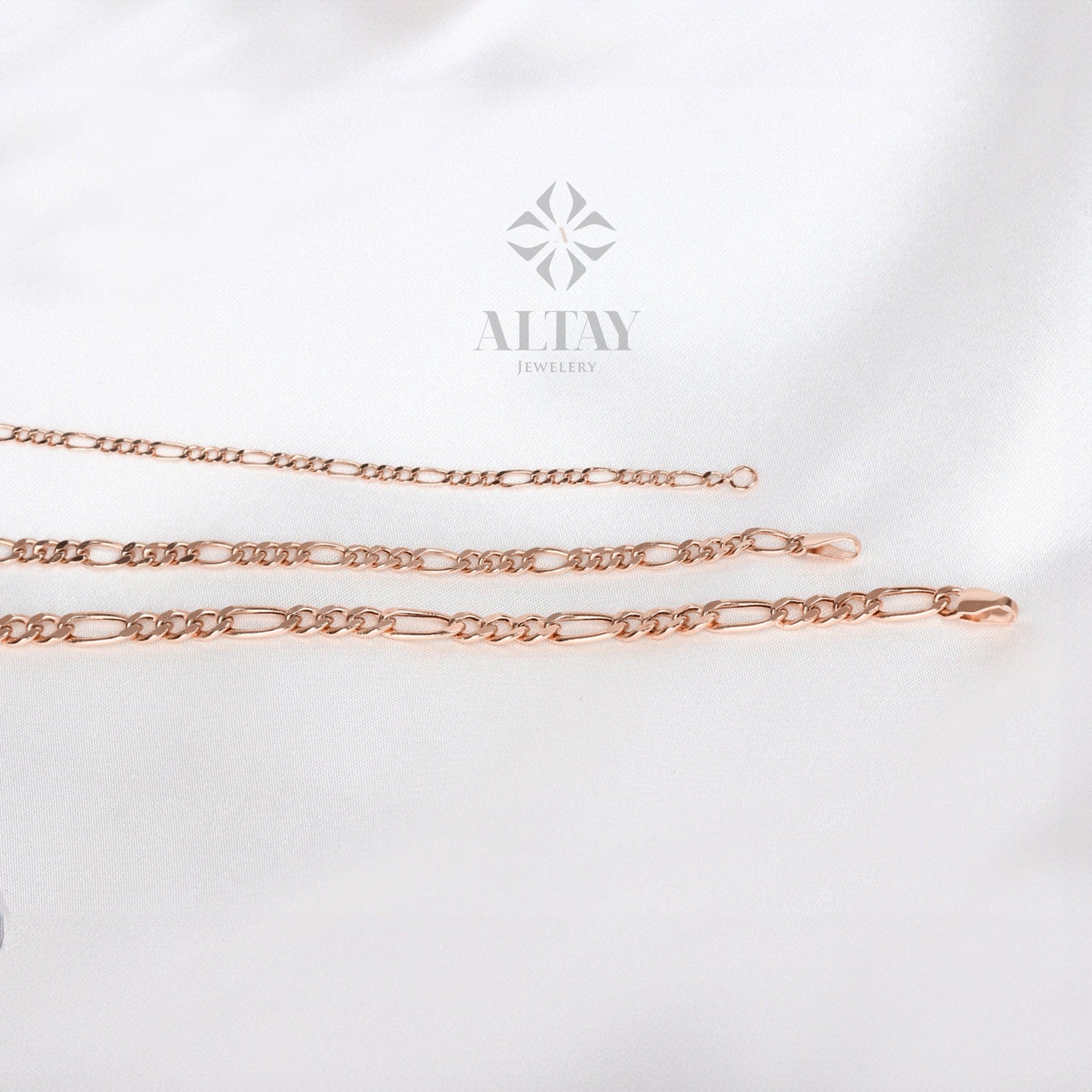 14K Solid Gold Figaro Chain Bracelet, 2mm 3mm 4mm Italian Figaro Chain Link, Real Gold Dainty Bracelet, Stacking Bracelet, Gift for Her