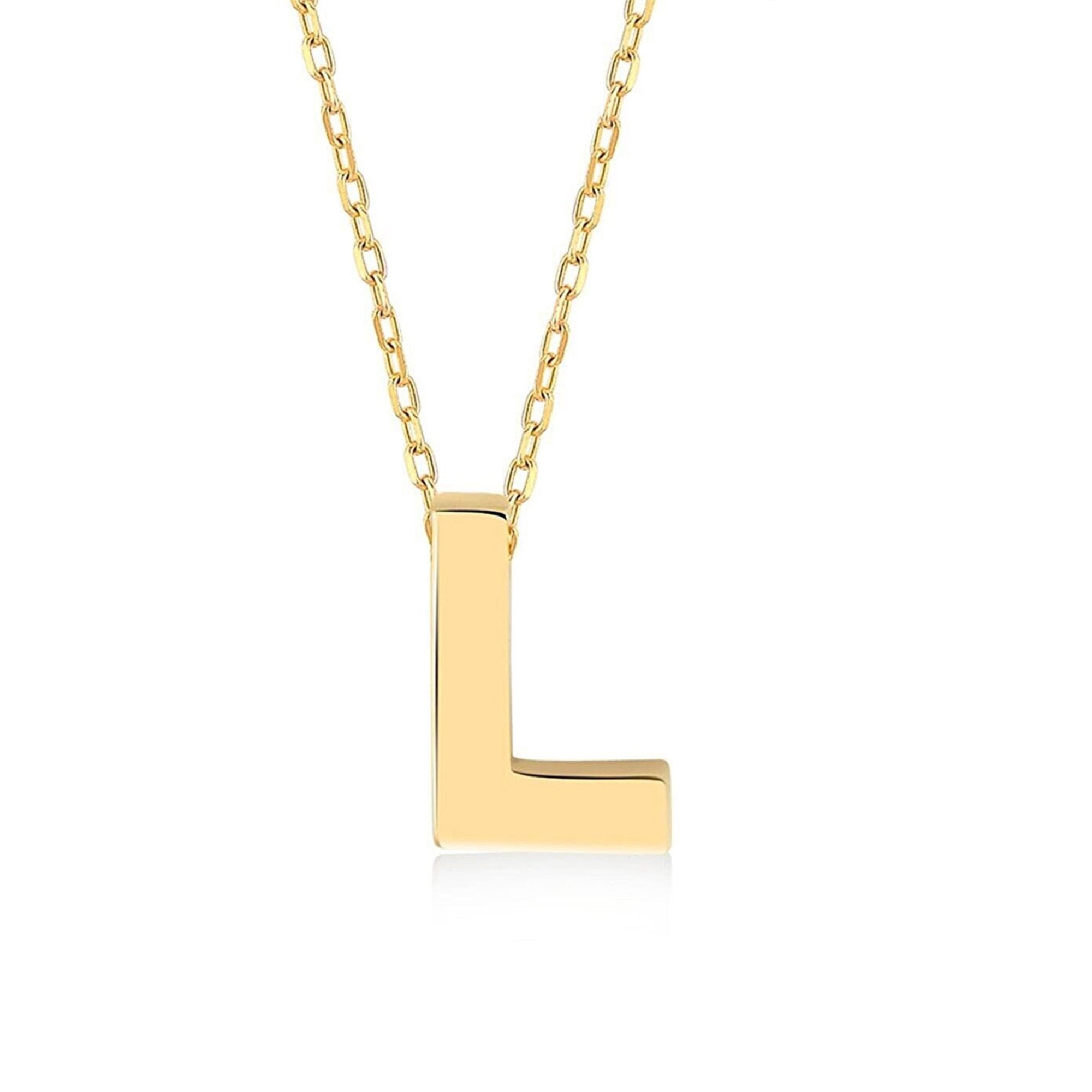 14K Solid Gold Initial Necklace, Letter Pendant Choker, Minimal Letter Charm, Name Necklace, Dainty Personalized Pendant, Gift For her