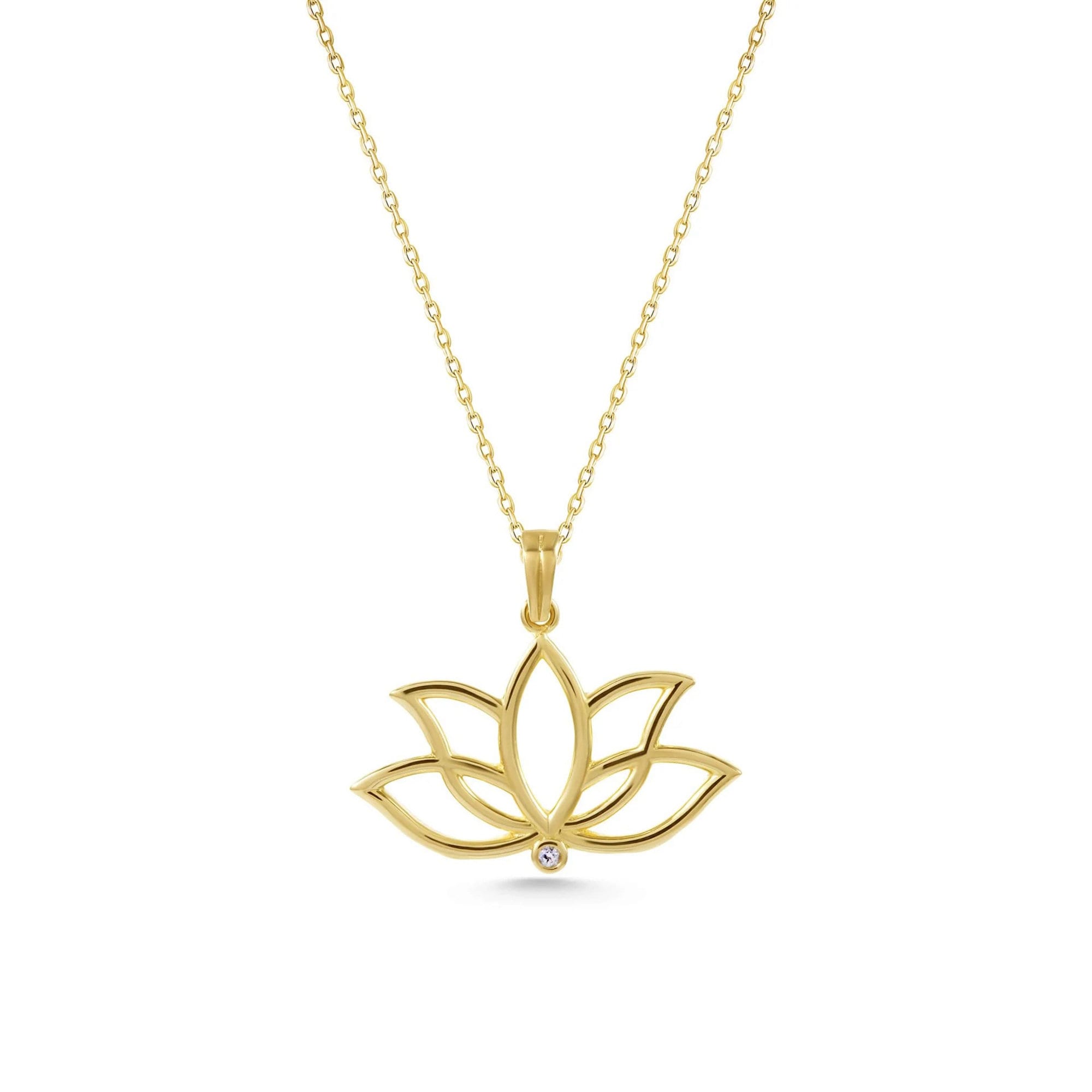 14K Gold Lotus Necklace, Lotus Flower Necklace, Gold Lotus Necklace, Yoga Necklace, Meditation Necklace, Lotus Floral Necklace, Gift For Mom