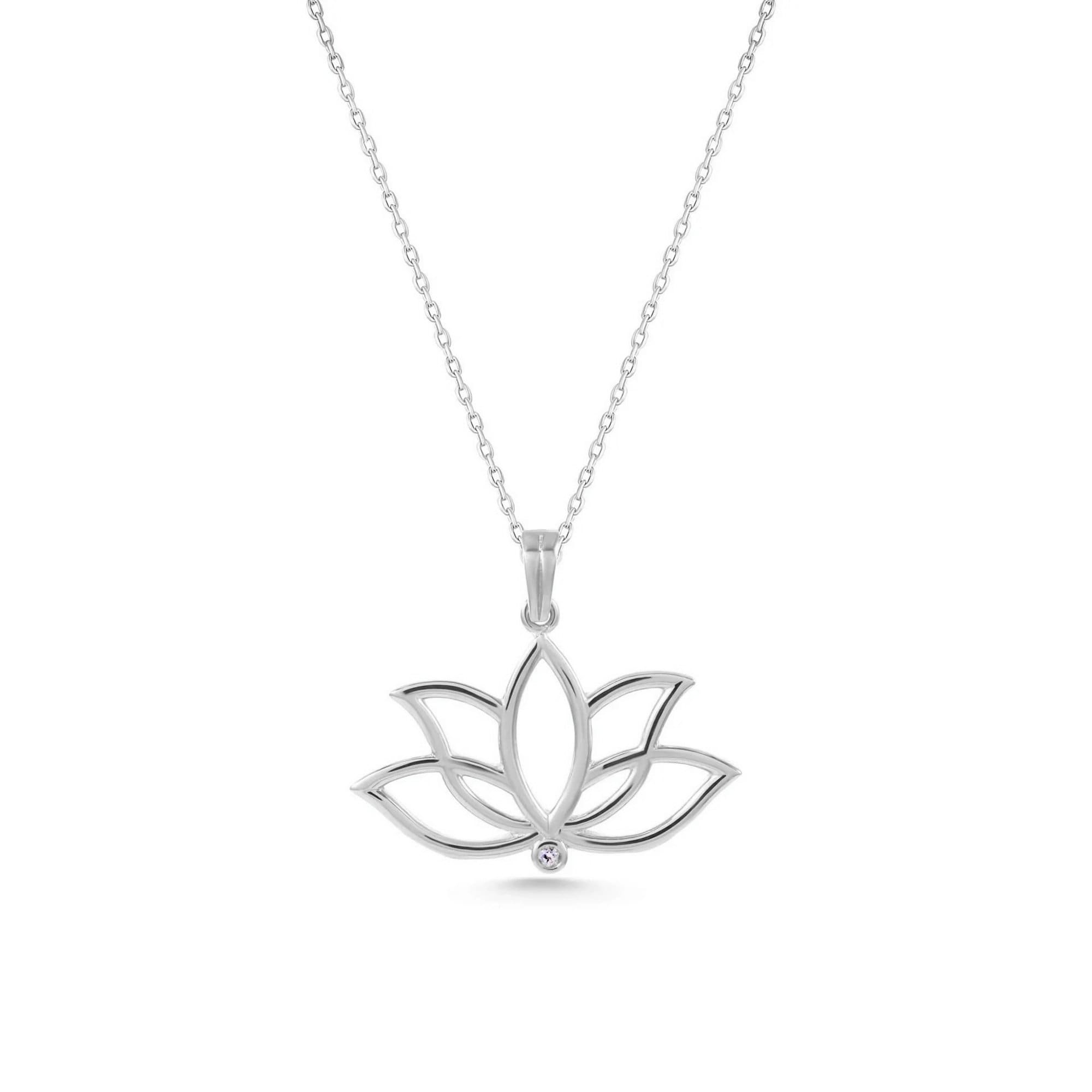 14K Gold Lotus Necklace, Lotus Flower Necklace, Gold Lotus Necklace, Yoga Necklace, Meditation Necklace, Lotus Floral Necklace, Gift For Mom