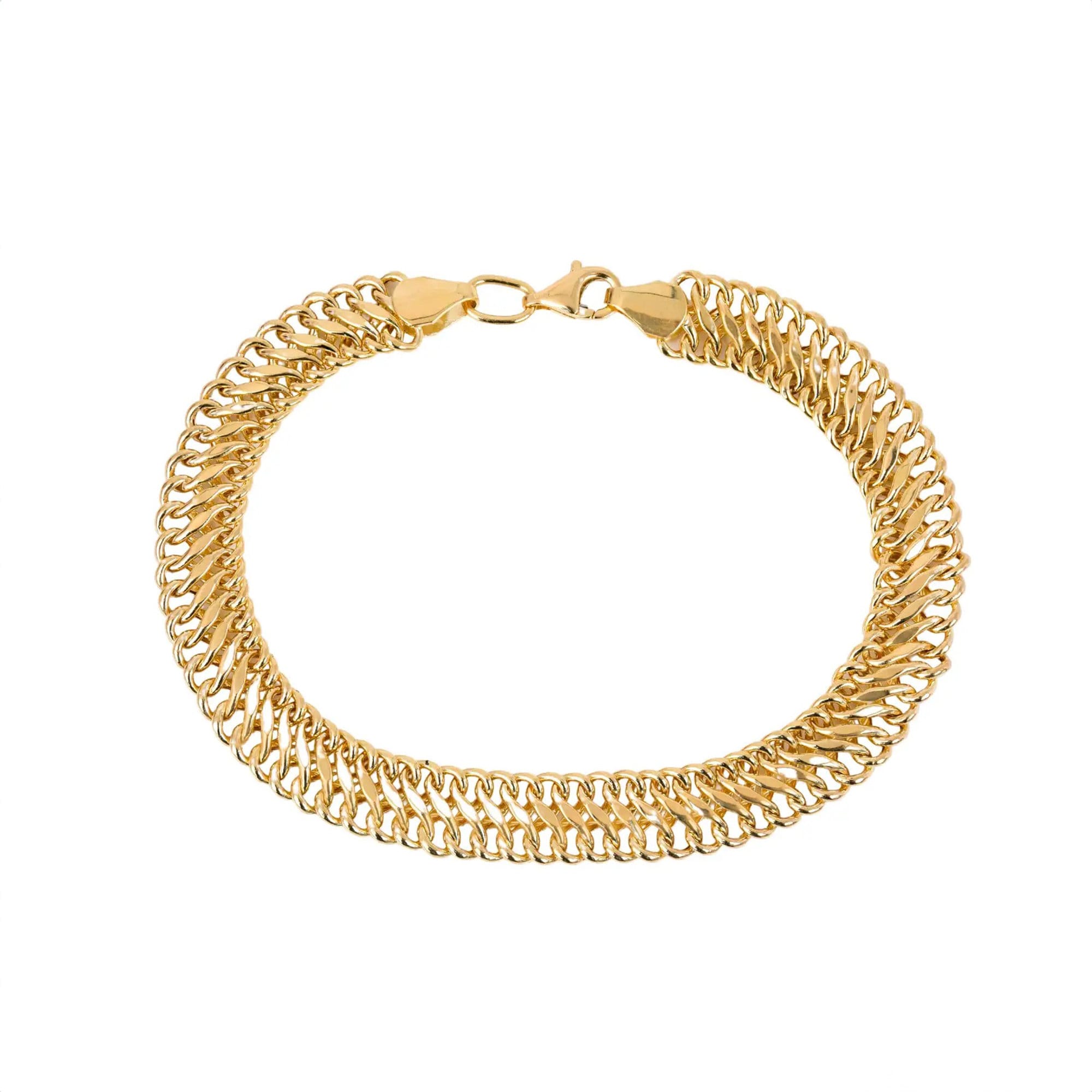 14K Gold Double Curb Chain Bracelet, 8mm Vienna Chain Bracelet, Daily wear Jewelery, Armoured Chain, Minimal Fine Jewelry, Gift For Her