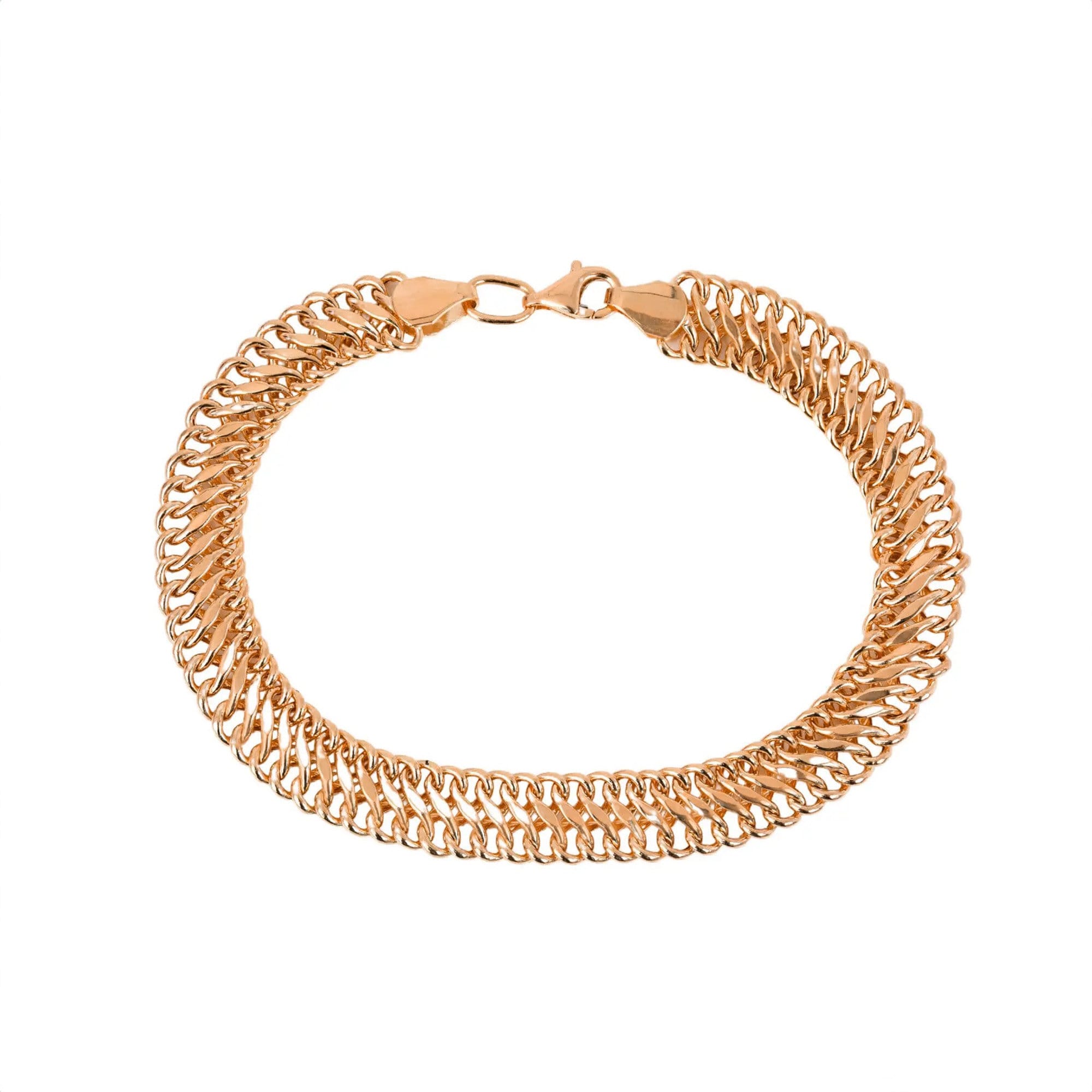 14K Gold Double Curb Chain Bracelet, 8mm Vienna Chain Bracelet, Daily wear Jewelery, Armoured Chain, Minimal Fine Jewelry, Gift For Her