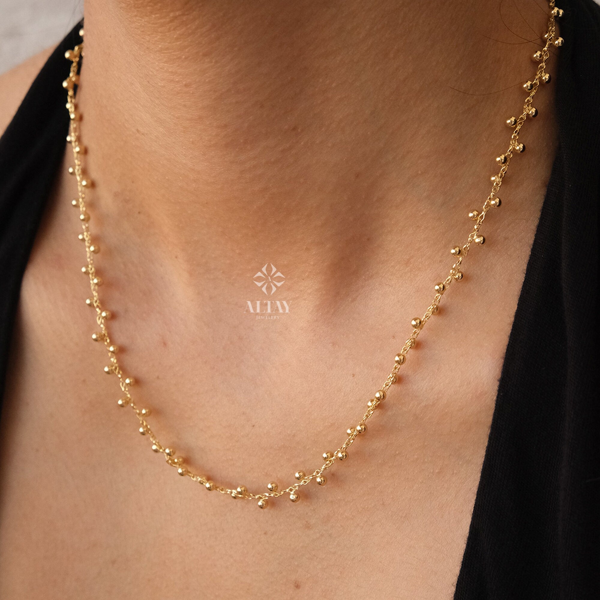 Tribal bead chain necklace