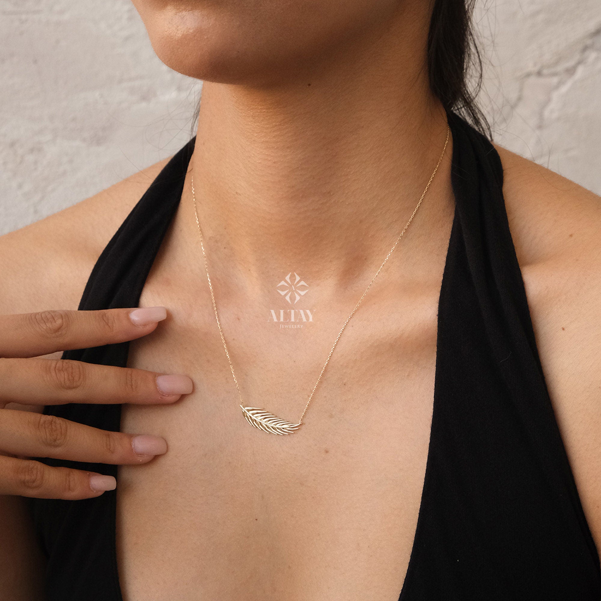 14K Gold Wheat Leaves Necklace, Personalized Wheat Necklace, Layering Chain Necklace, Horizontal Grain Sheaf Choker, Wheat Ears Necklace