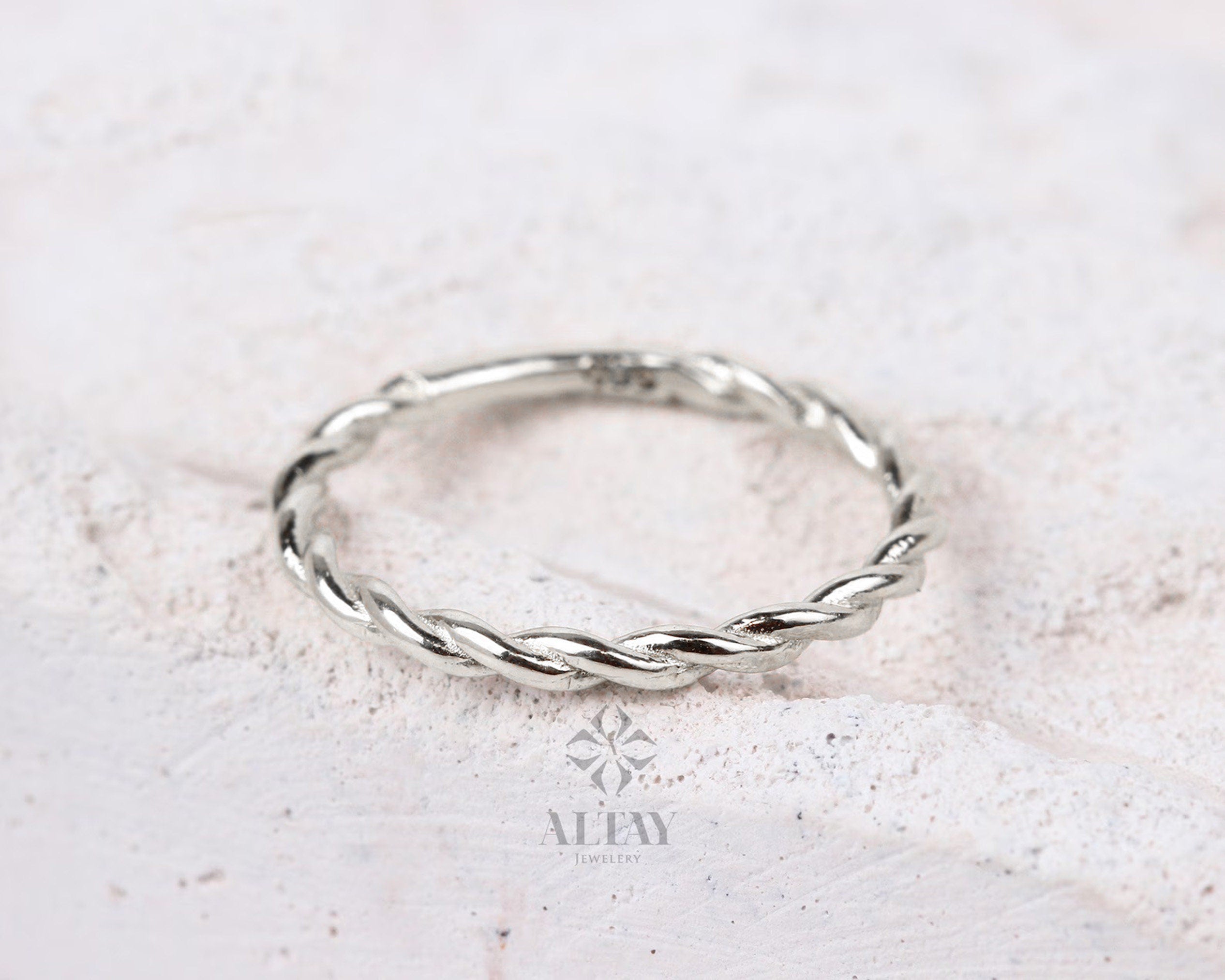 14K Solid Gold Twist Ring, Rope Style Twisted Gold Ring, Dainty Stacking Ring, Simple Delicate Stack Twist Ring, Thin Twist Wedding Band