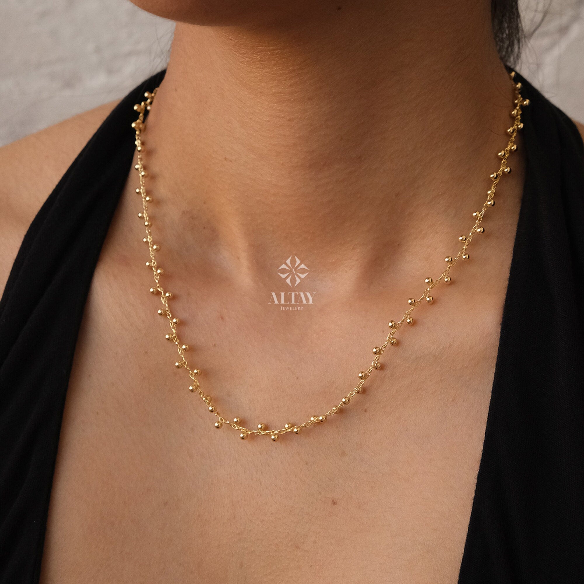 Boho beaded chain necklace