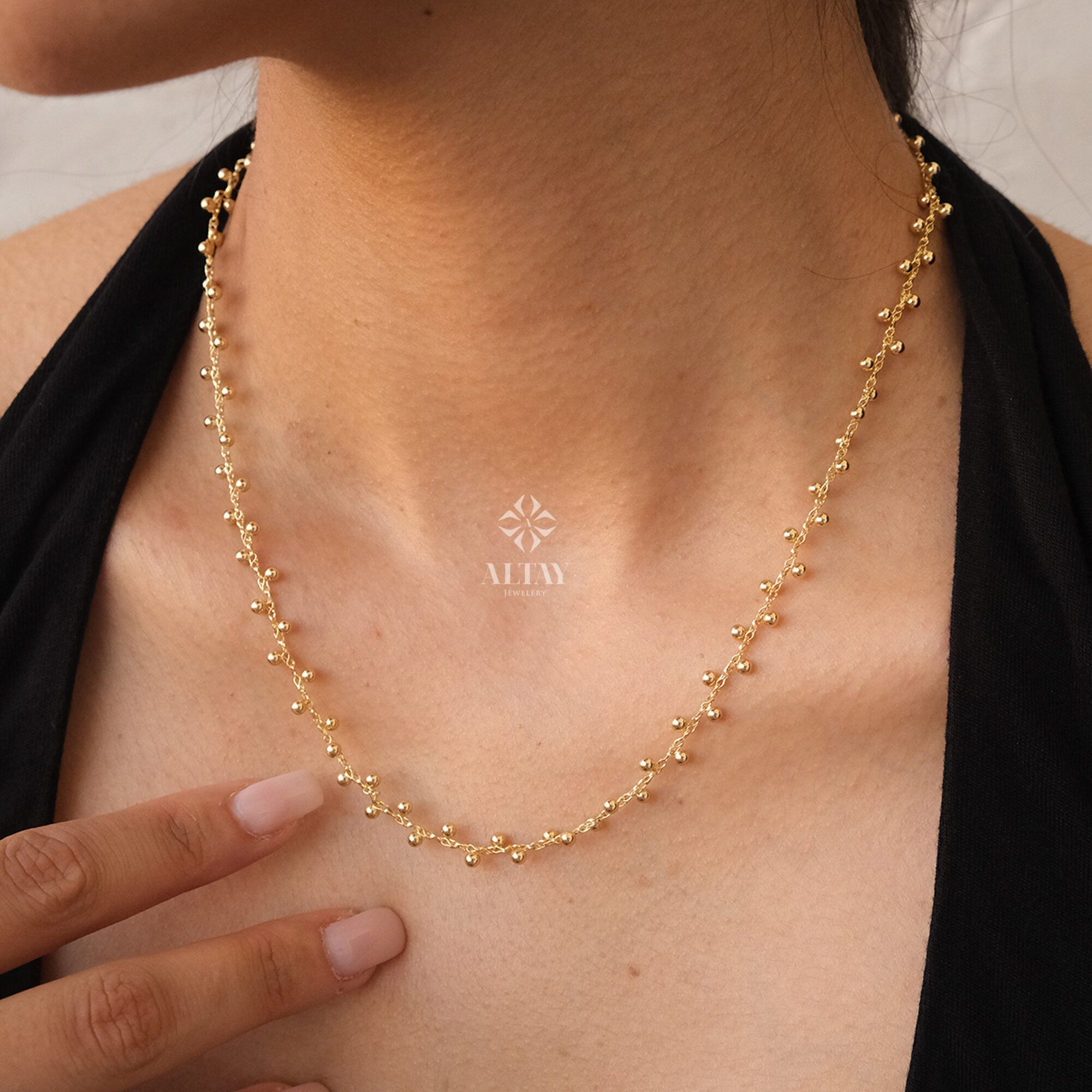 Anniversary beaded chain necklace
