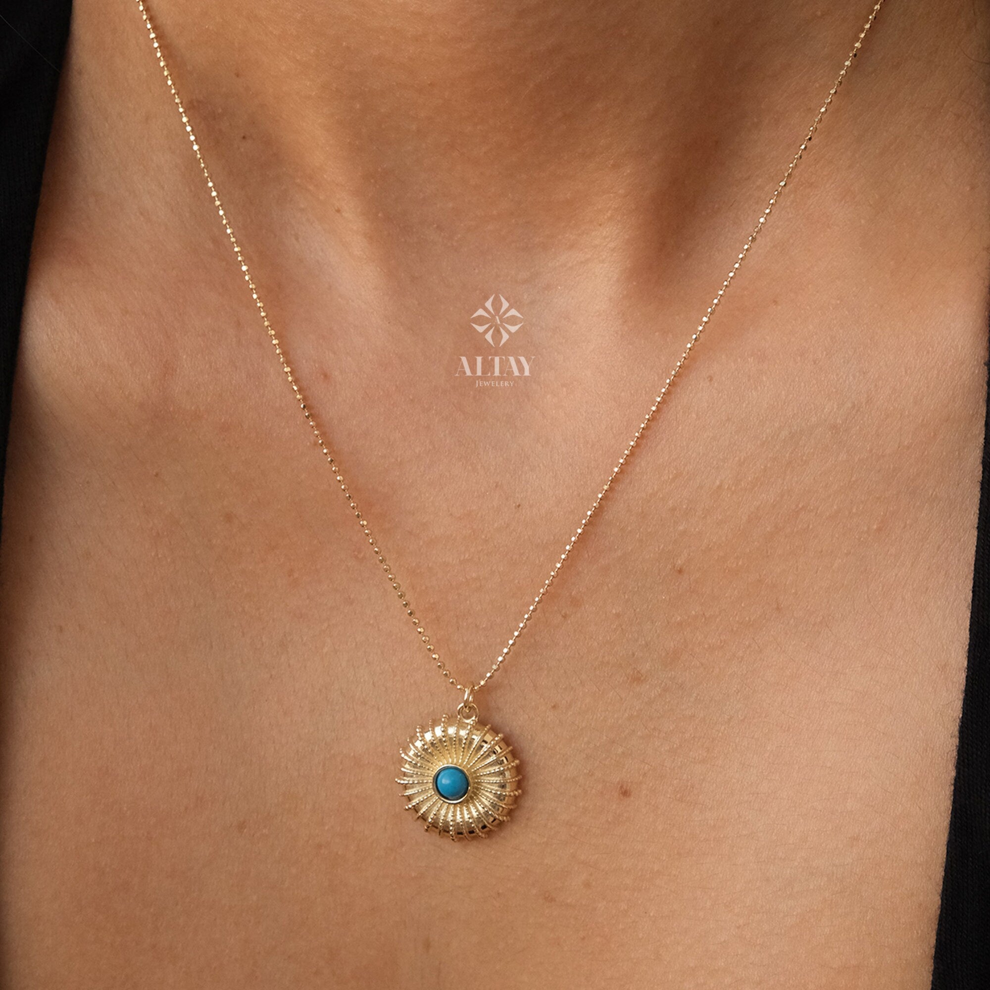 Mother's Day turquoise stone sun necklace