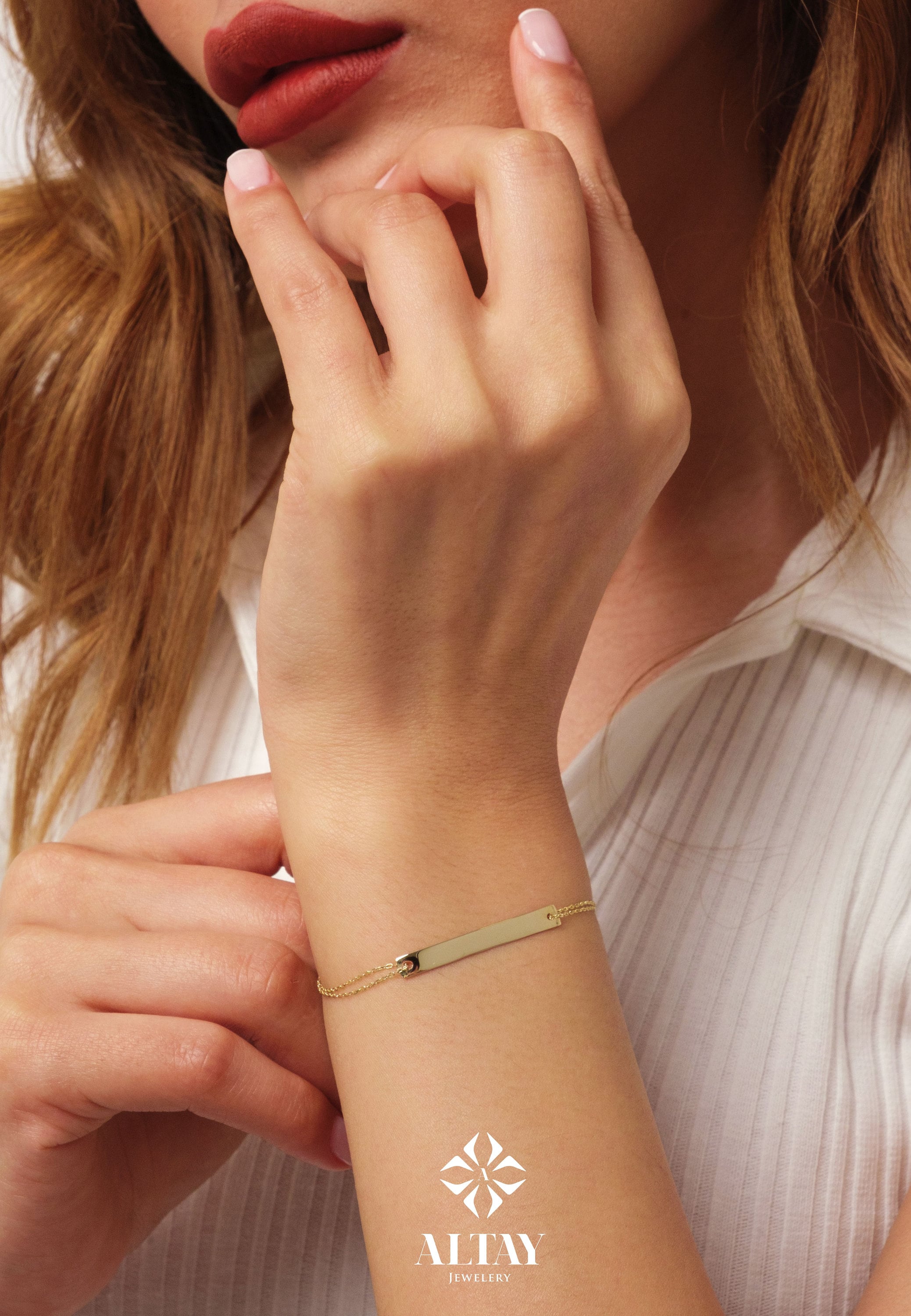 14K Gold ID Bracelet, Cuban Link Nameplate Bracelet