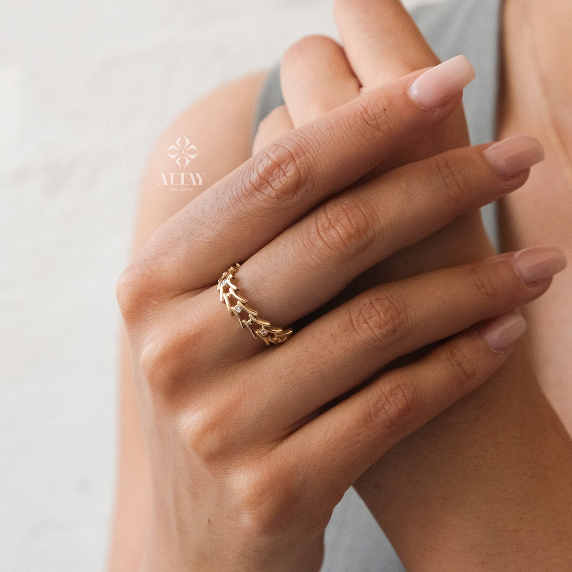 14K Gold Crown Band Ring, Tiara Gold Ring, Princess Crown Weddding Band, Dainty Stacking Ring, Minimalist Crown Ring, Rings For Women