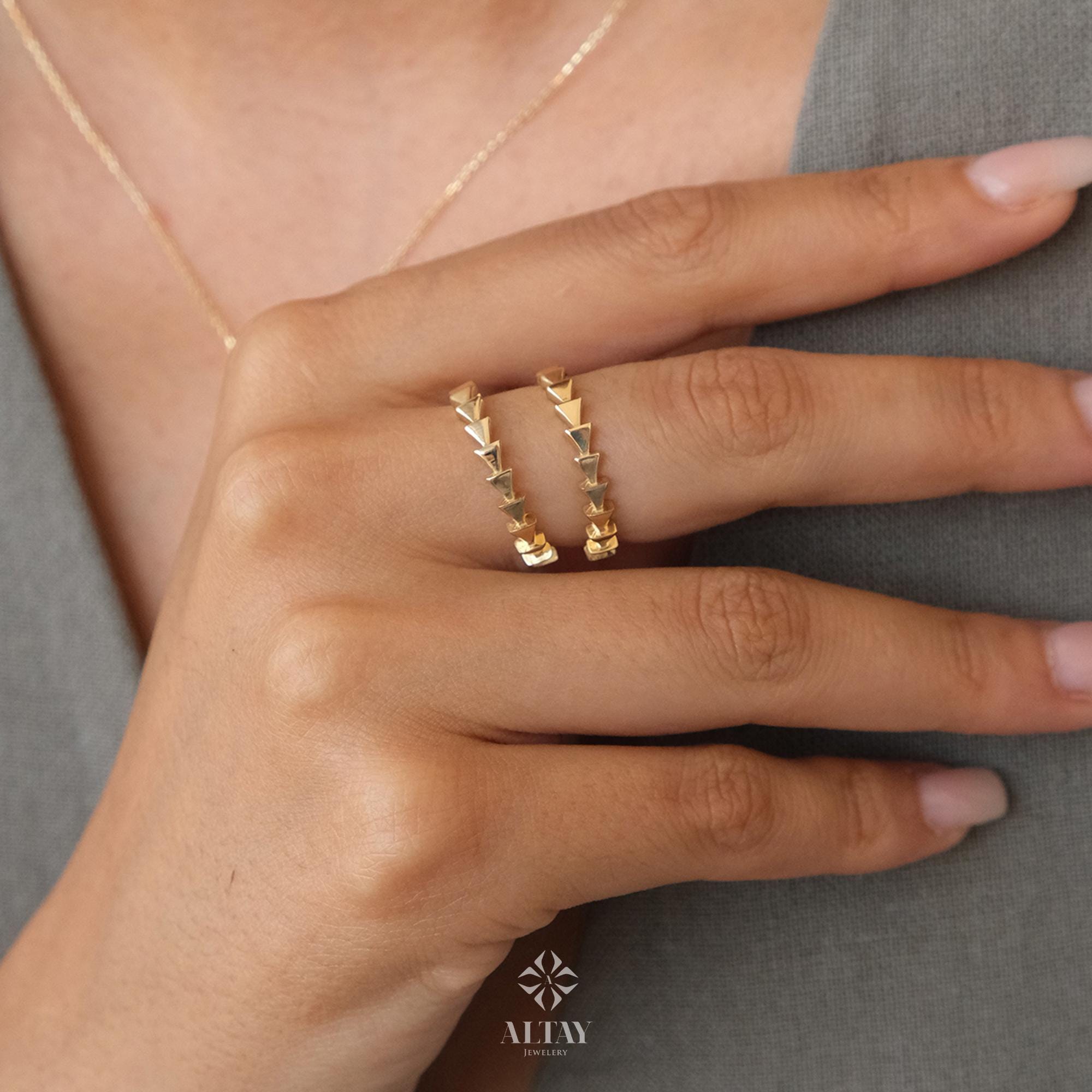 14K Gold Herringbone Ring, Arrow Braided Gold Band, Wedding Gold Ring, Minimalist Gold Ring, Handmade Dainty Ring, Gift For Her