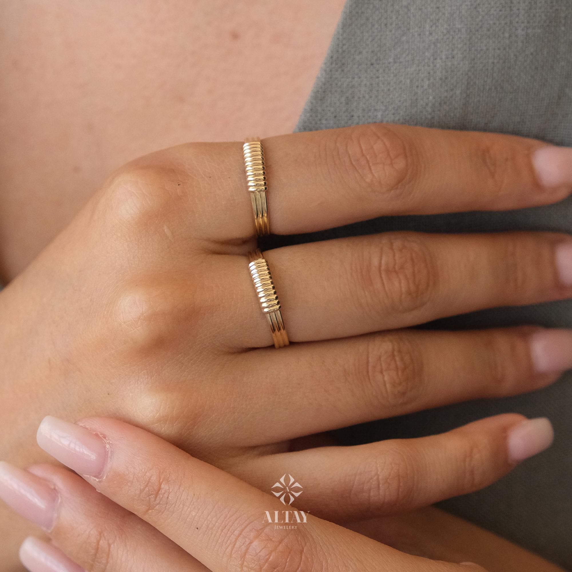 14K Gold Twist Ring, Croissant Braided 4mm Puff Dome Ring, Rope Statement Ring, Twist Line Ring, Minimalist, Fine Jewelry Gift For Wife