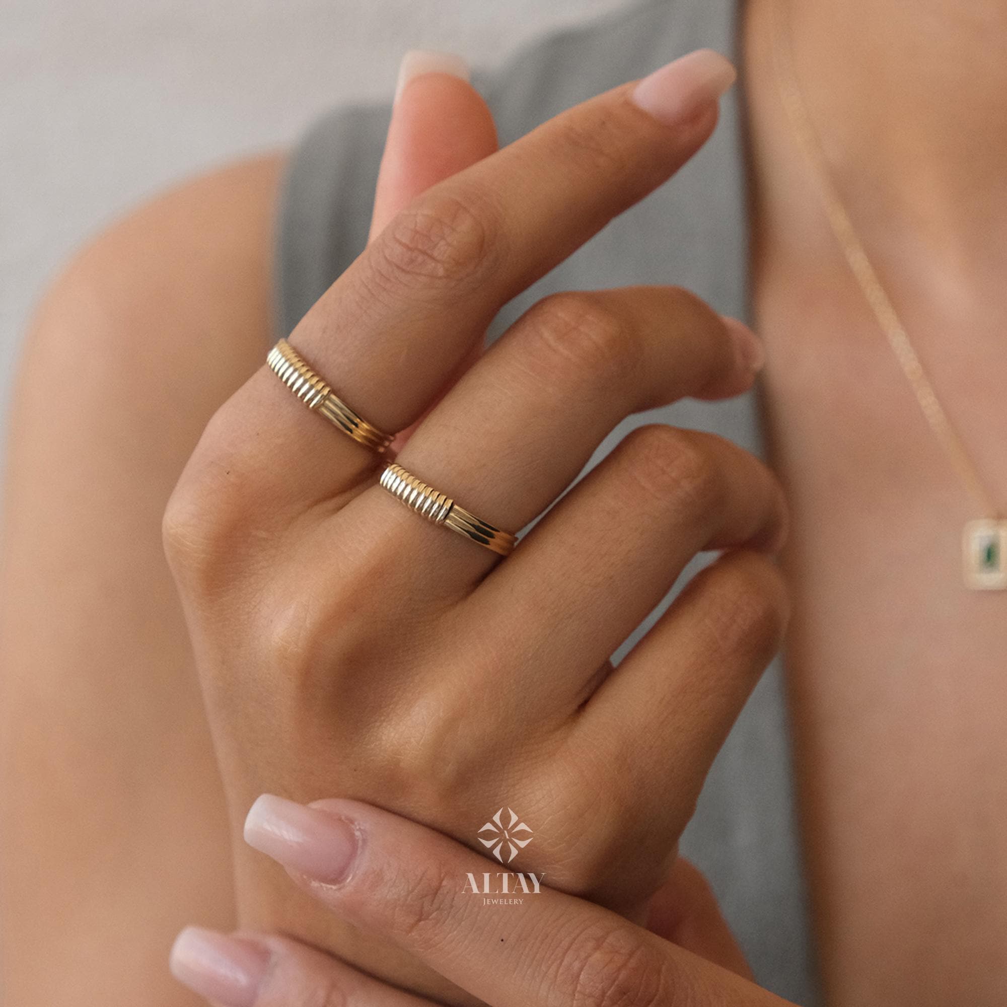 14K Gold Twist Ring, Croissant Braided 4mm Puff Dome Ring, Rope Statement Ring, Twist Line Ring, Minimalist, Fine Jewelry Gift For Wife