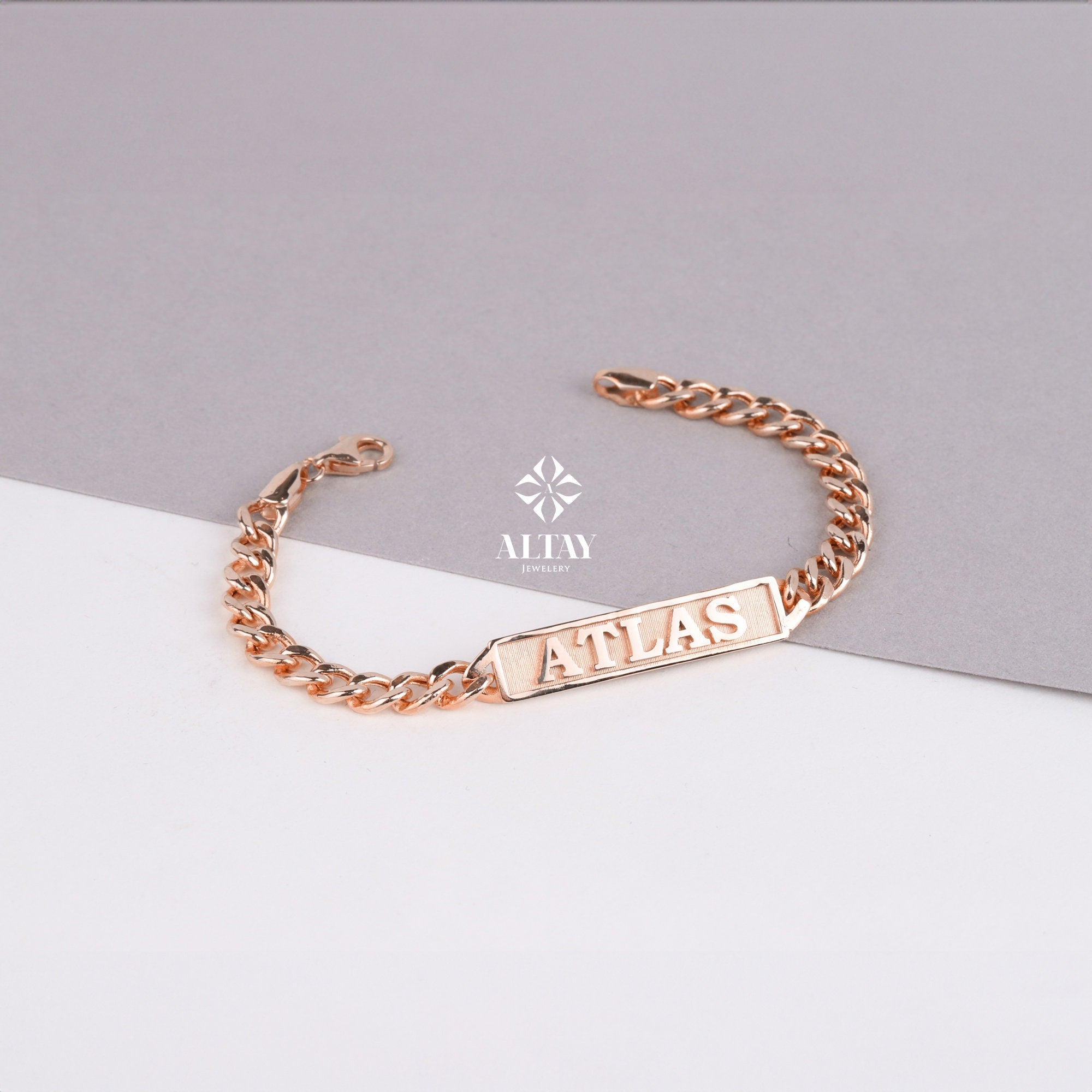 14K Gold ID Bracelet, Cuban Link Nameplate Bracelet