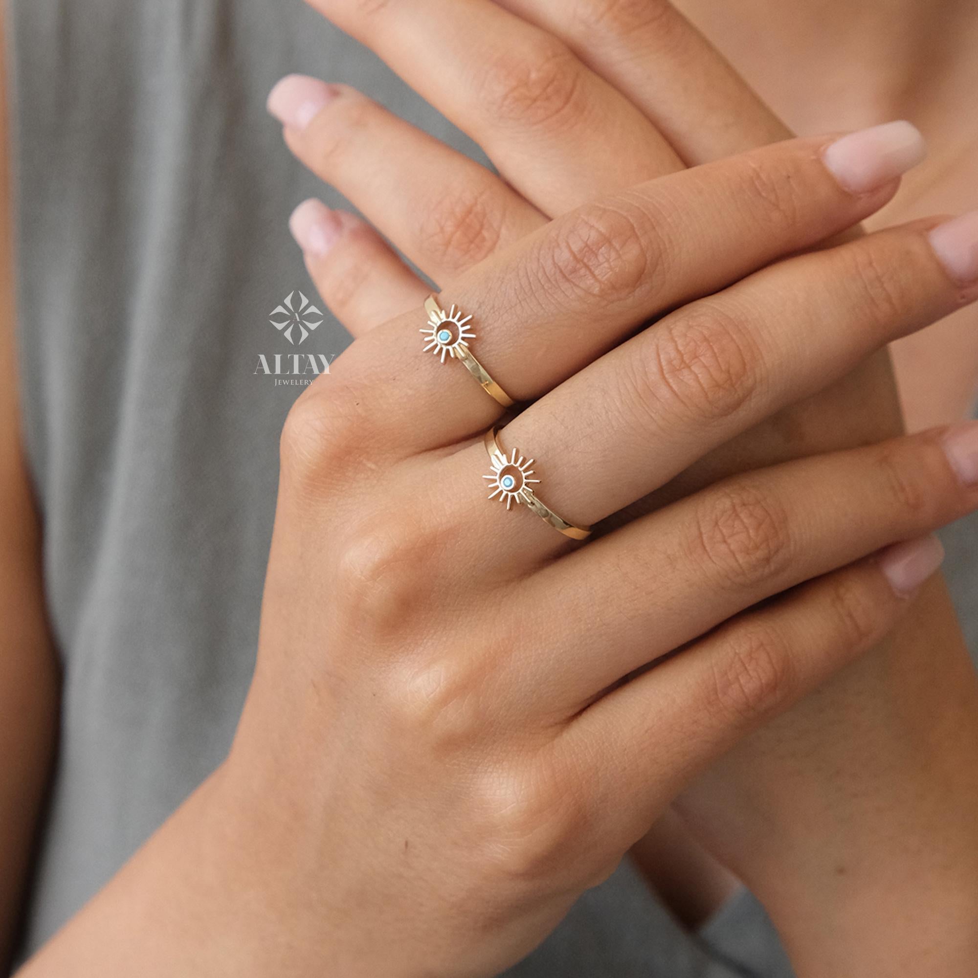 14K Gold Sunshine Ring, Full Sunburst Ring, Rising Sun Ring, Gold Crown Ring, Dainty Gold Ring, Celestial Jewelry, Stackable Ring, Gift Her