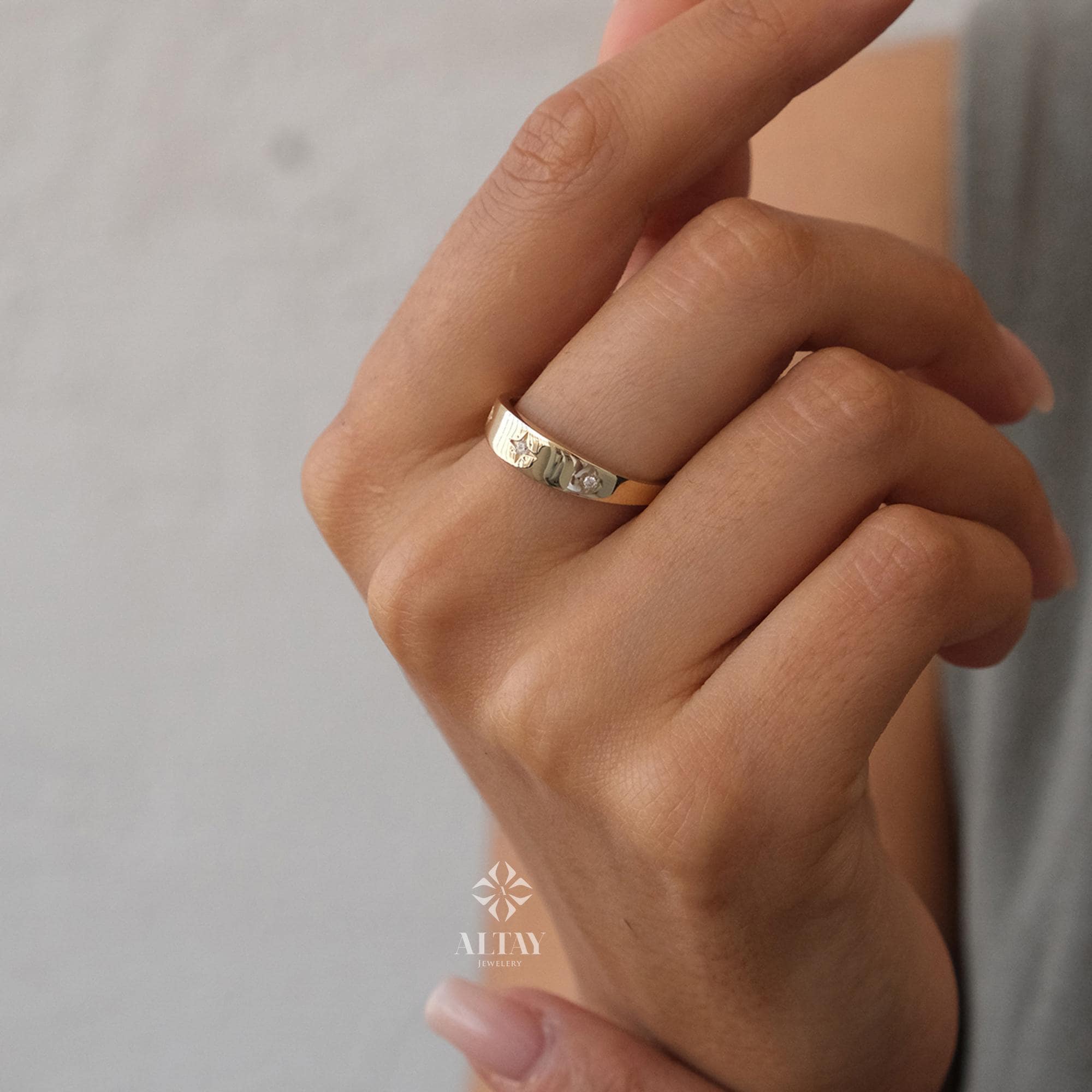 14K Gold North Star Ring, Gold Polar Star Band, Gold Cz Diamond Star Ring, Astrology Starburst Ring, Luck Star Ring, Celestial Pinky Band