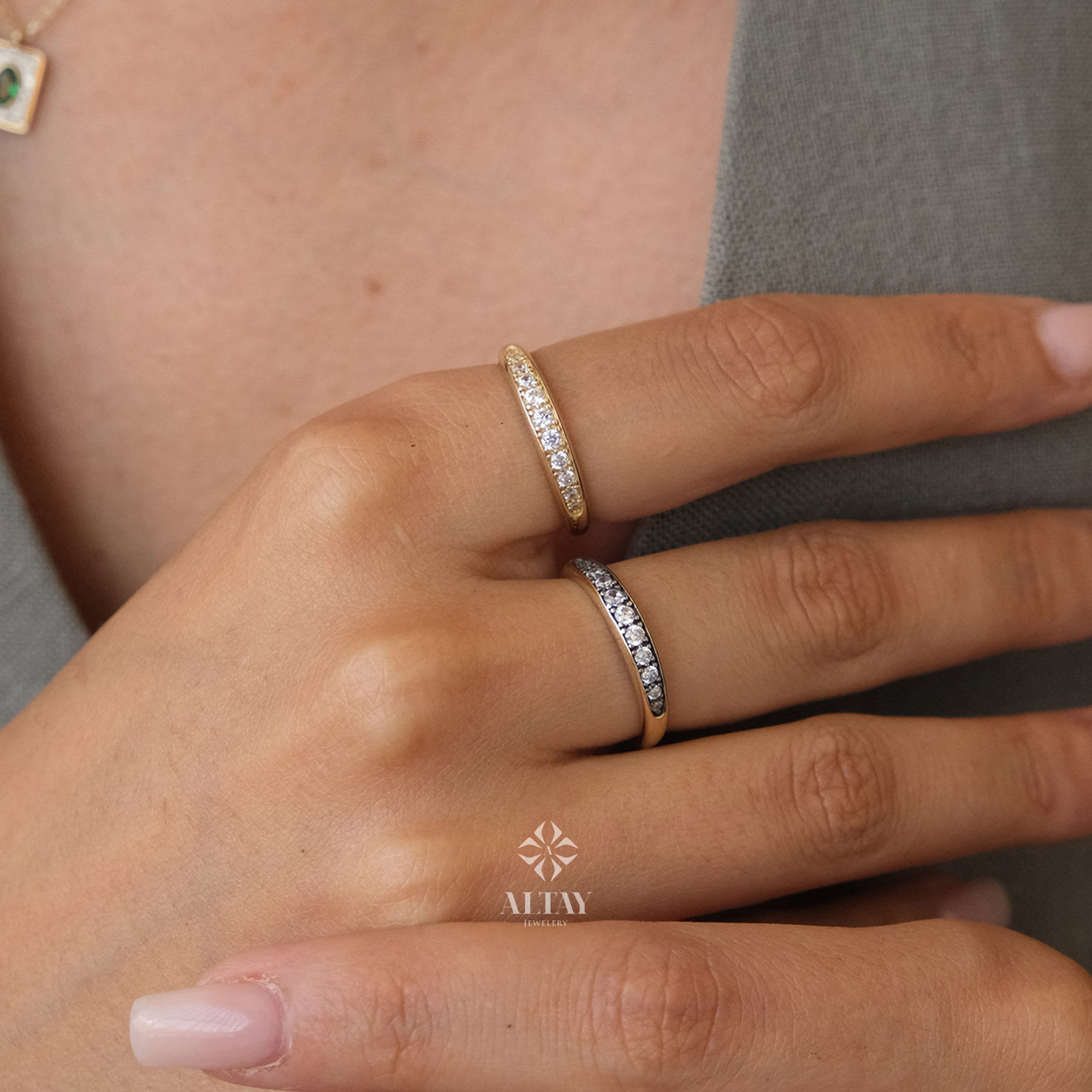 14K Gold Micro Pave Ring, Minimalist Gold Pinky Ring, Thick Band Ring, Dainty Signet Statement Ring, Chunky Wedding Ring, Handmade Gifts