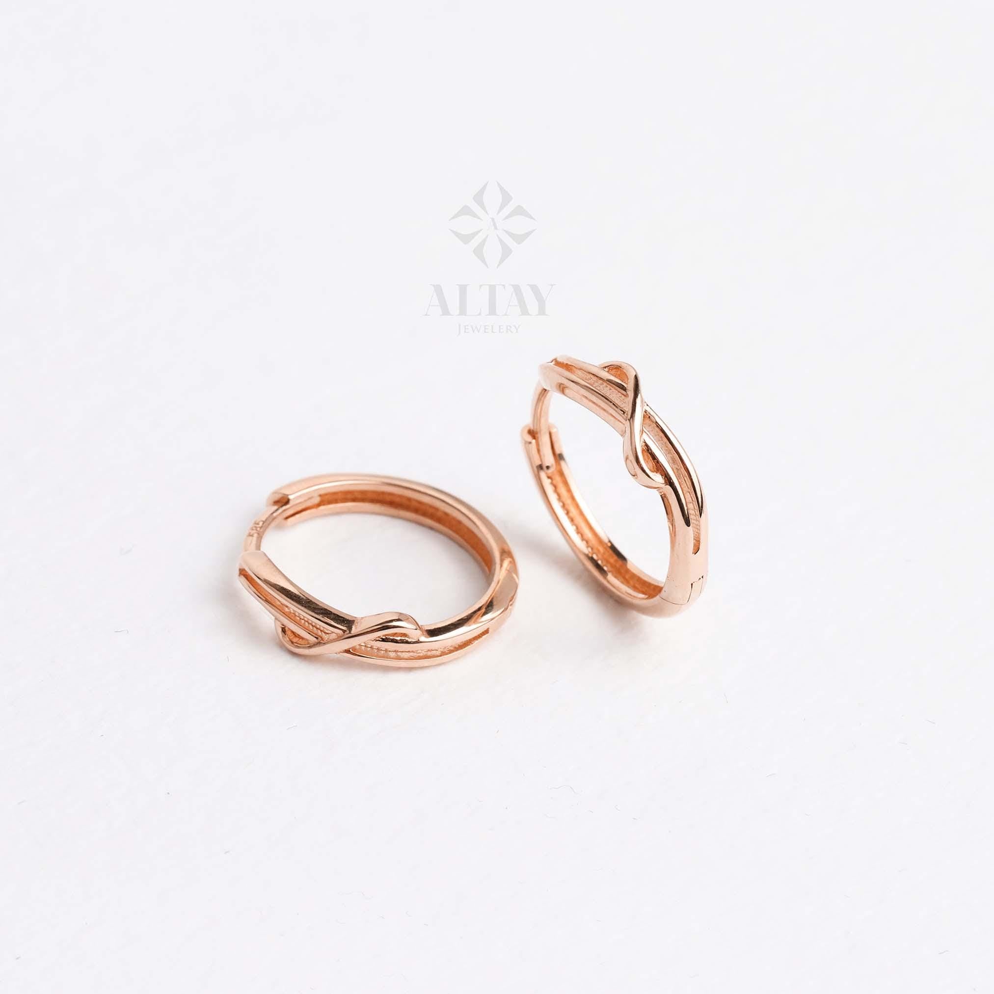 14K Gold Twig Hoop Earrings, Small Leaf Huggies, Braided Huggie Earrings, Gold Tiny Hoop Earrings, Huggies Hoop, Dainty Hoop Earrings
