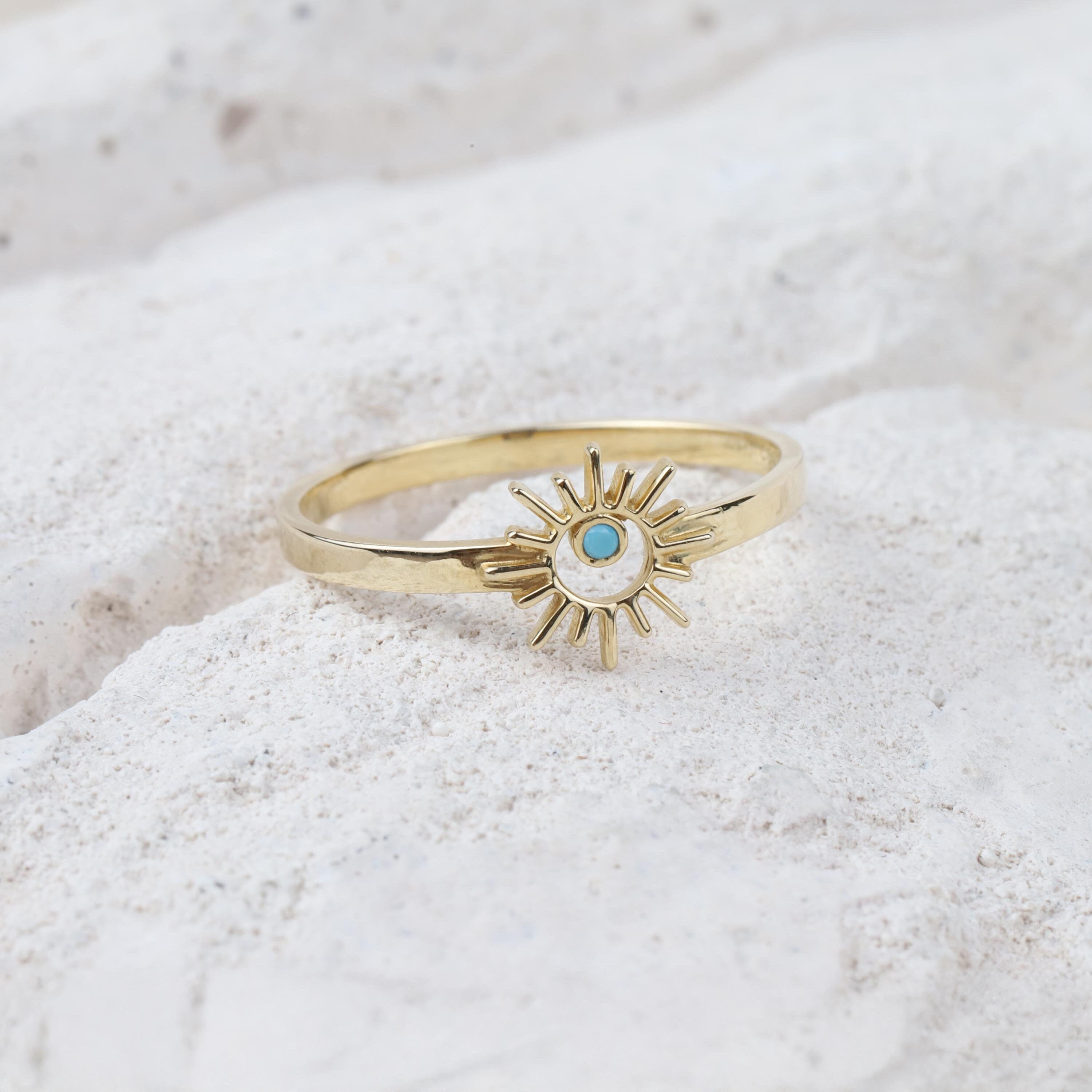 14K Gold Sunshine Ring, Full Sunburst Ring, Rising Sun Ring, Gold Crown Ring, Dainty Gold Ring, Celestial Jewelry, Stackable Ring, Gift Her