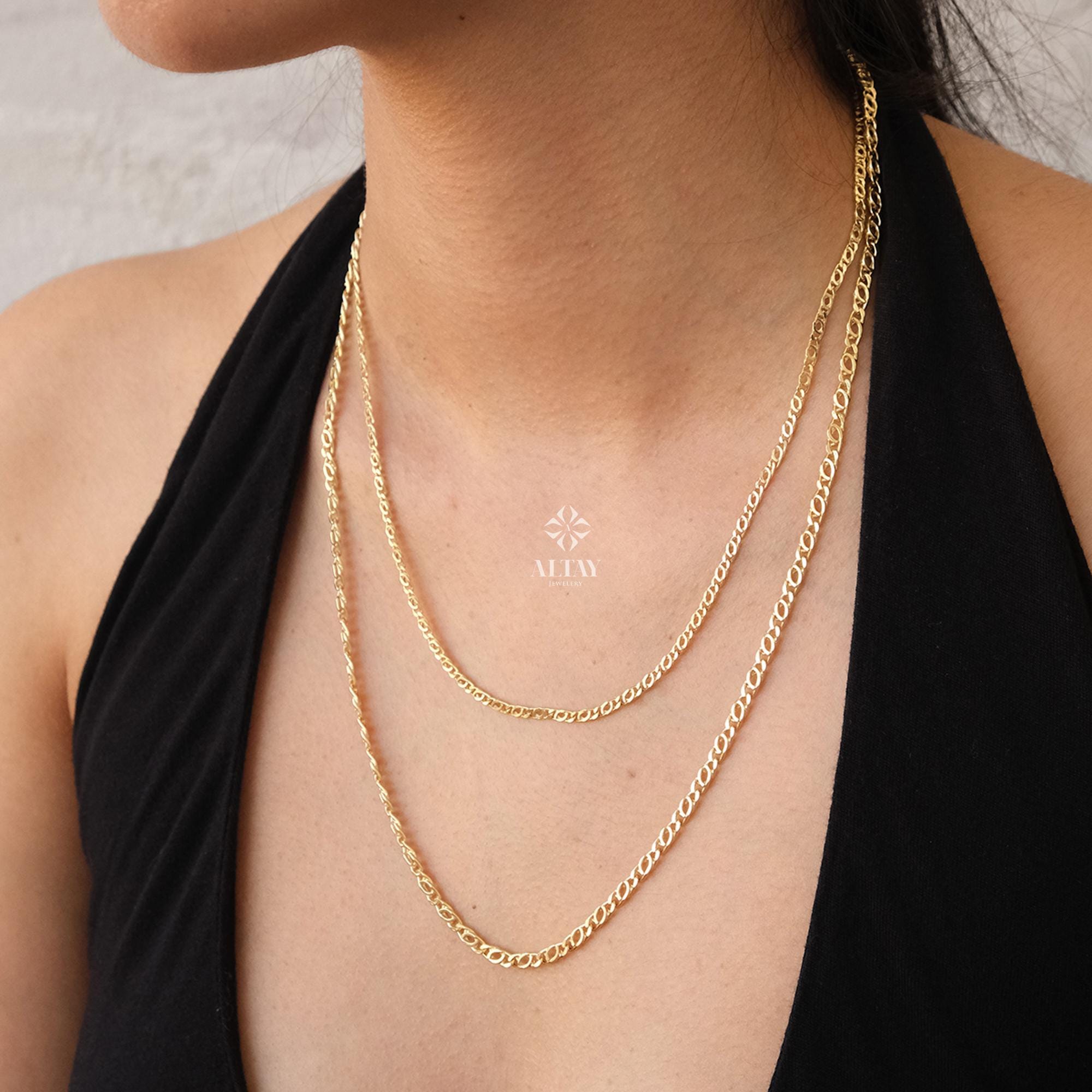 14K Gold Chain Necklace, Rolo Chain Choker, Oval Links Necklace, Chunky Chain Necklace, Cable Chain Necklace, Women Layering Necklace