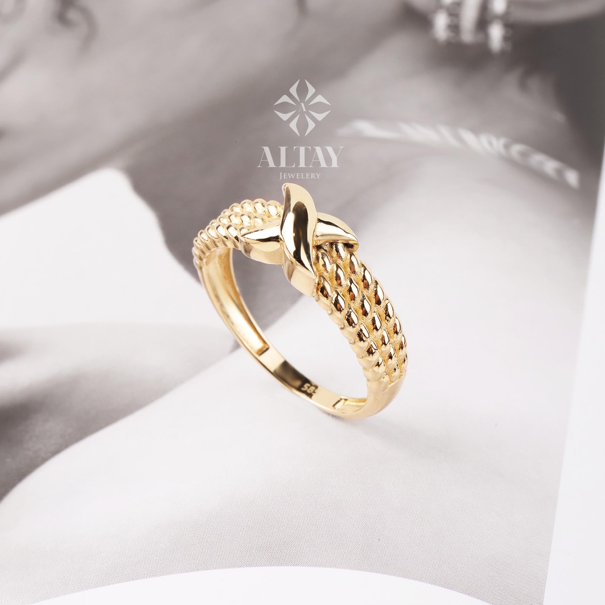 14K Gold Criss Cross Ring, X Stacking Ring, Solid Gold Plain X Ring, Crossover Ring for Women , Anniversary Gift for Her