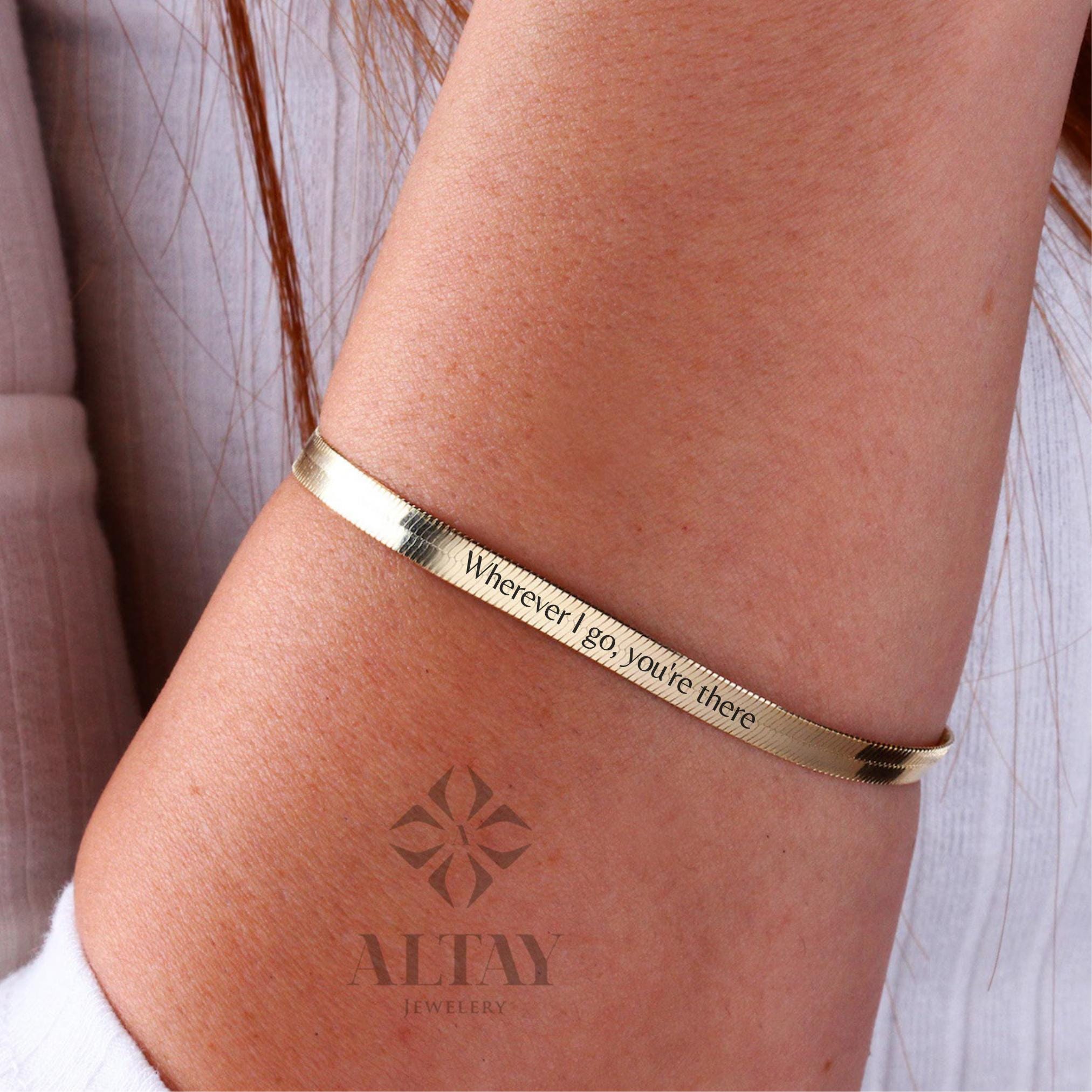 14K Gold Herringbone Bracelet, Custom Gold Herringbone Chain, Flat Gold Chain Bracelet, Simple Gold Chain Bracelet, Herringbone Anklet Gift