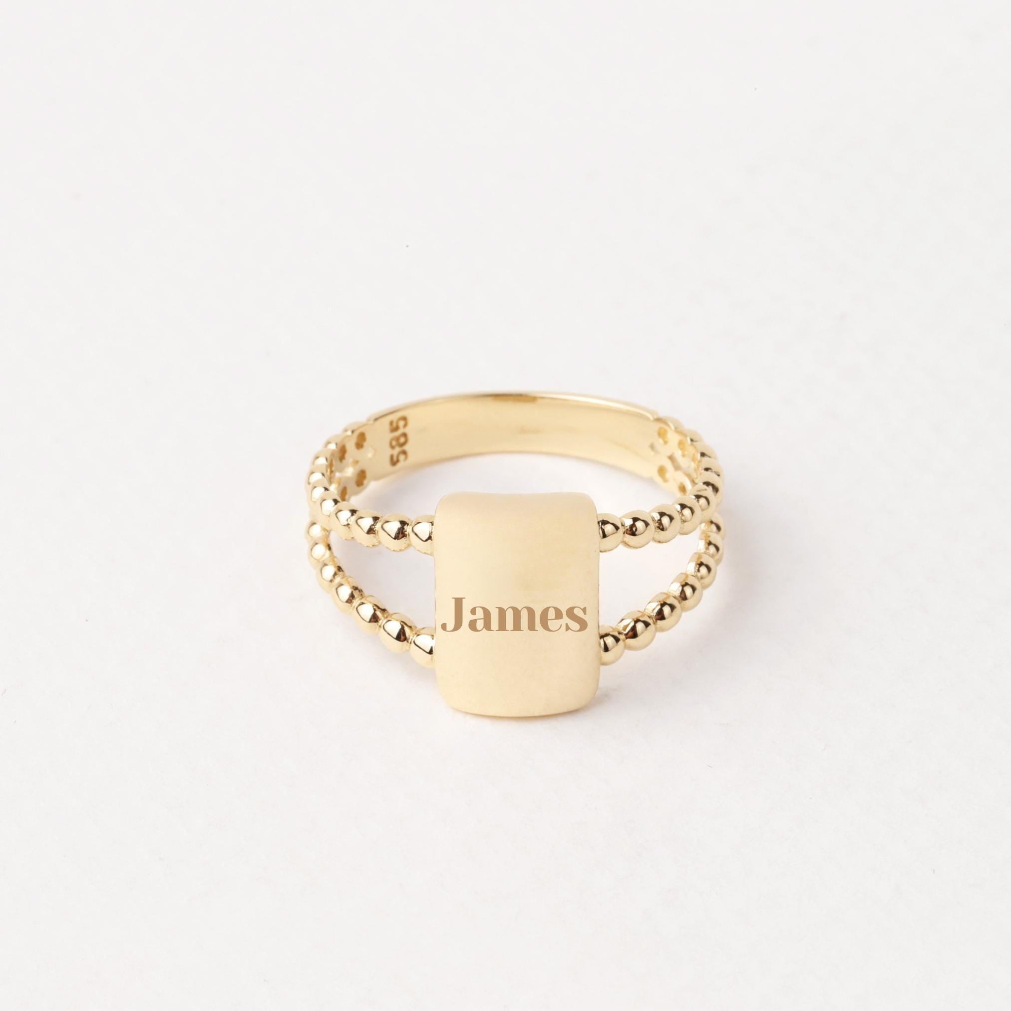 14K Gold Birth Flower Ring, Personalized Birth Flower Ring, Dainty Engraved Ring, Floral Jewelry, Custom Band Ring, Birth Month Flower Ring