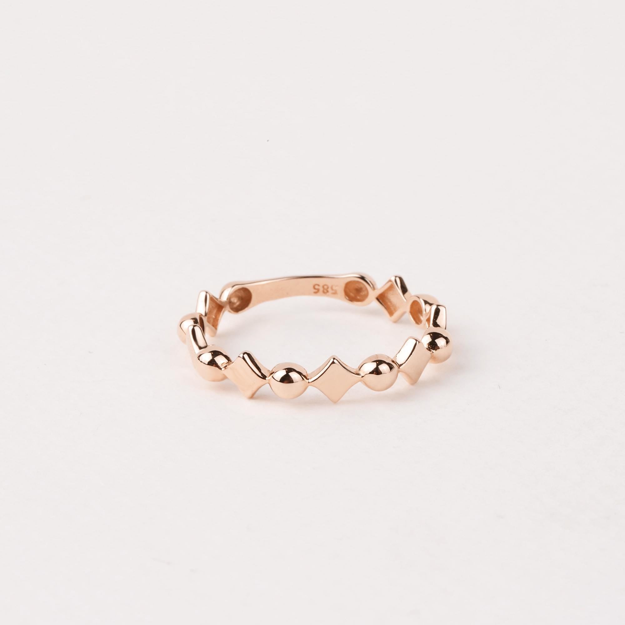 14K Gold Ball Ring, Beaded Knuckle Band, Tiny Square Bead Ring, Minimalist Stacking Ring, Round Bead Eternity Ring, Dainty Wedding Ring