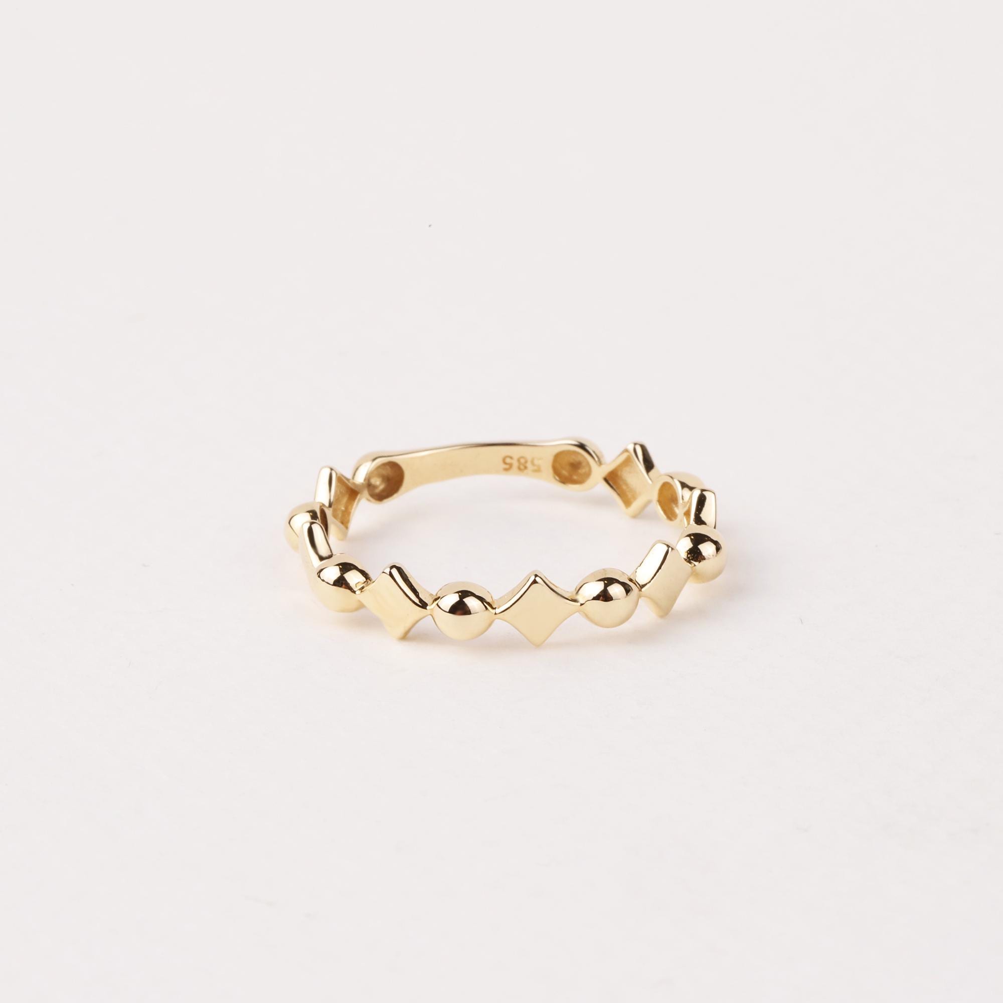 14K Gold Ball Ring, Beaded Knuckle Band, Tiny Square Bead Ring, Minimalist Stacking Ring, Round Bead Eternity Ring, Dainty Wedding Ring