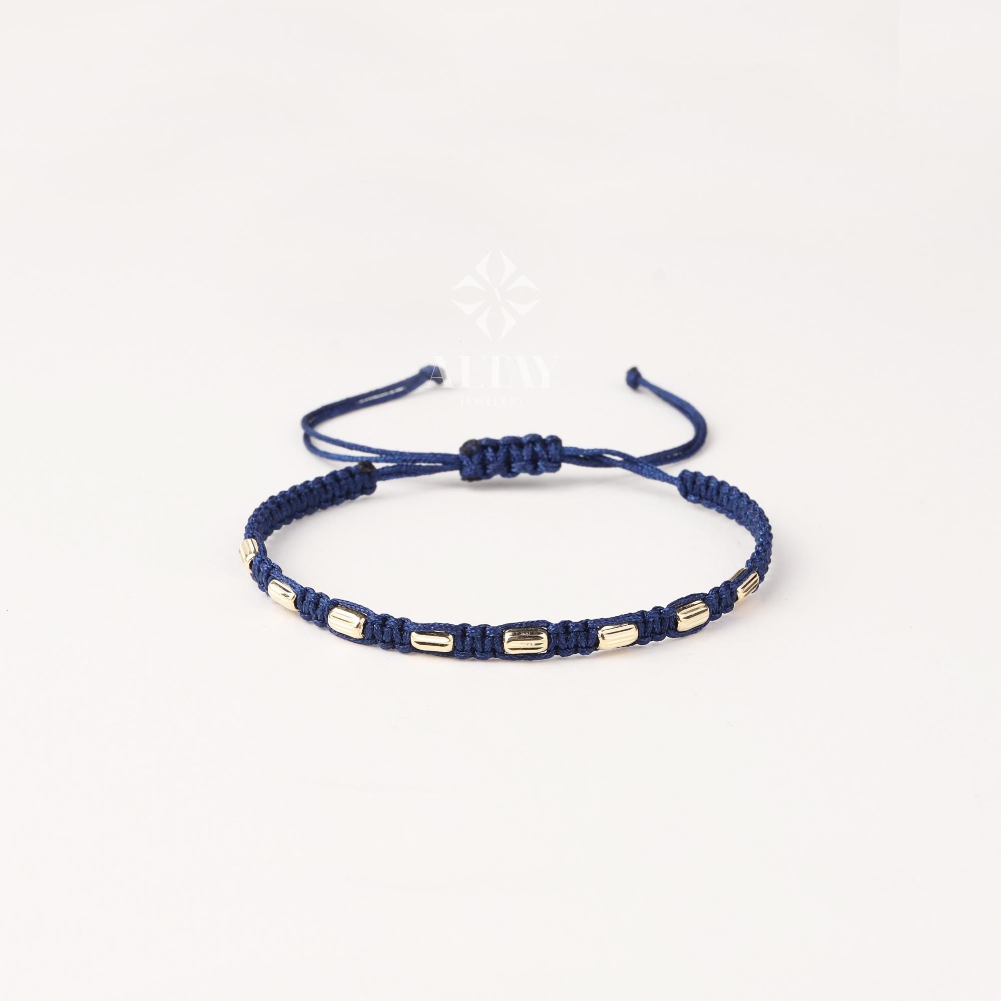 14K Gold String Bracelet, Adjustable Bracelet, Macrame Bracelet, Tiny Rope Bracelet, Macrame Bracelet for Men or Women