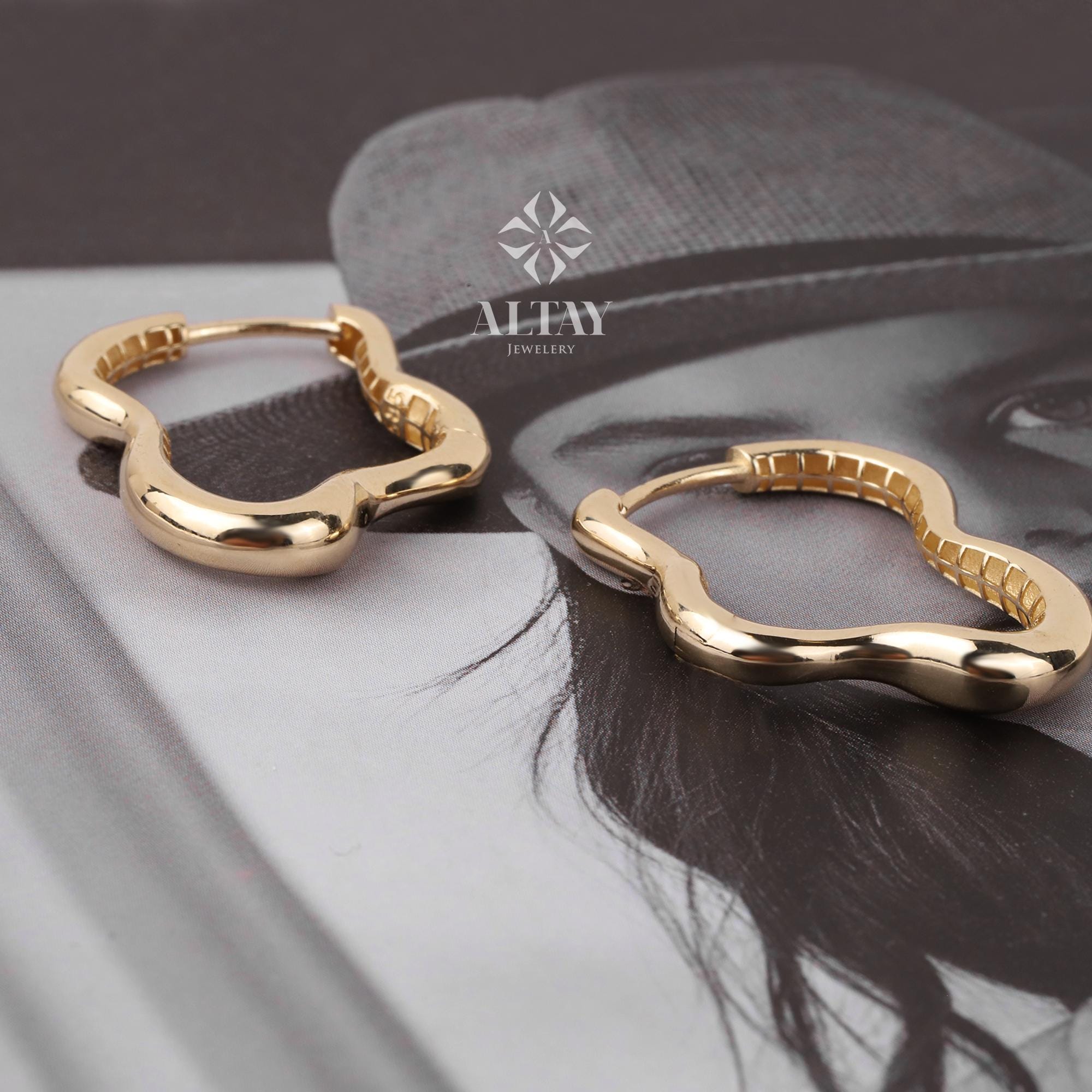 14K Gold Cloud Earrings, Hoop Cloud Earrings, Charm Hoops Huggie