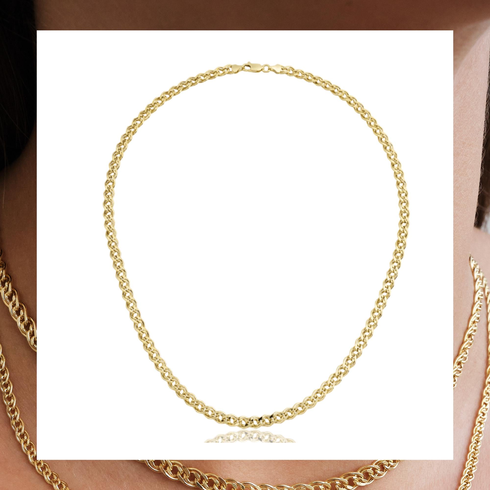14K Gold Nonna Chain Necklace, 3mm 4.5mm Nonna Charm Choker Long Thick Pendant Chain Men, Handmade Design Necklace, Elegant Women's Chain