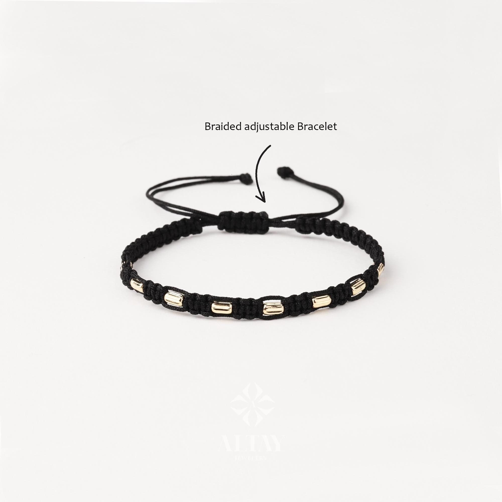 14K Gold String Bracelet, Adjustable Bracelet, Macrame Bracelet, Tiny Rope Bracelet, Macrame Bracelet for Men or Women