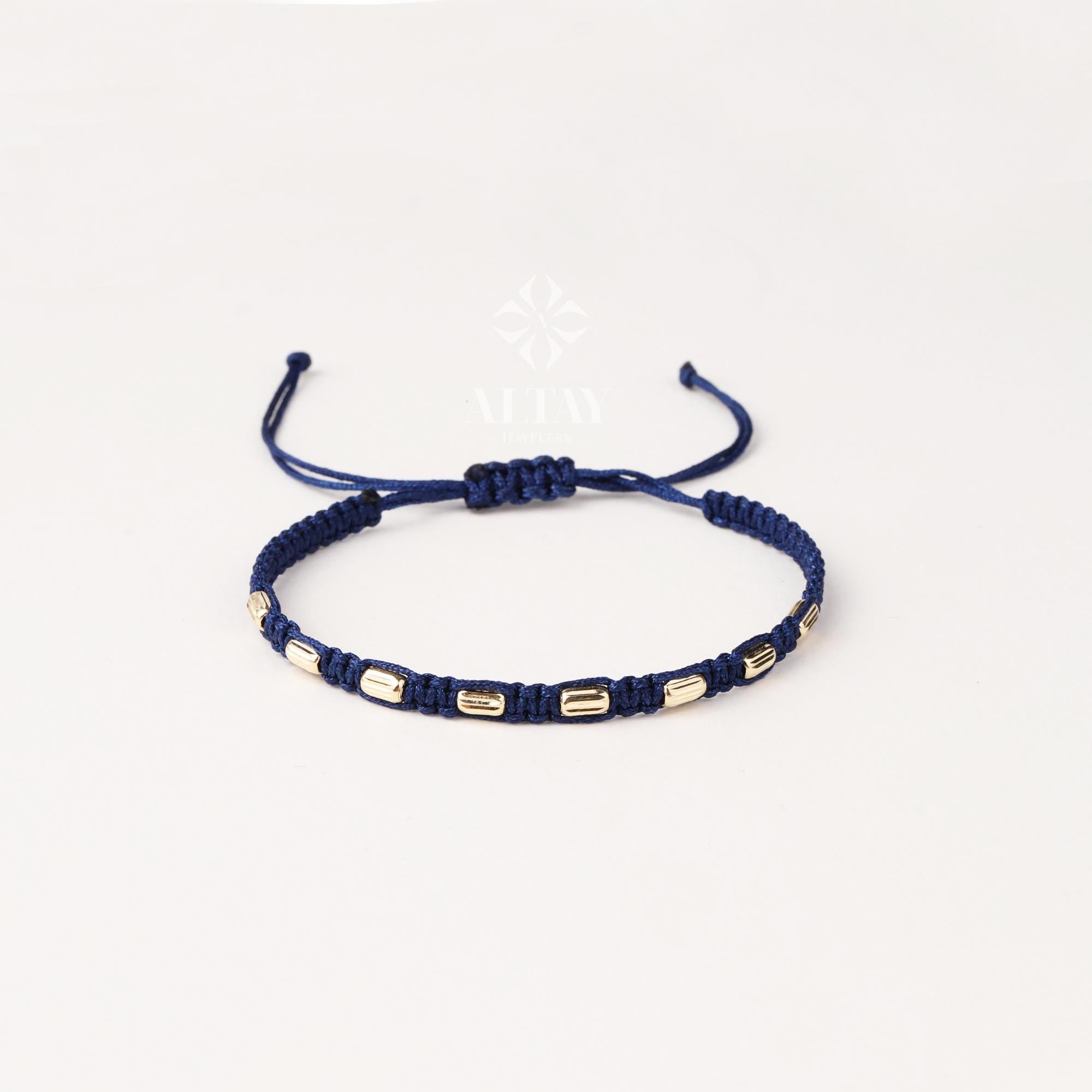 14K Gold String Bracelet, Adjustable Bracelet, Macrame Bracelet, Tiny Rope Bracelet, Macrame Bracelet for Men or Women