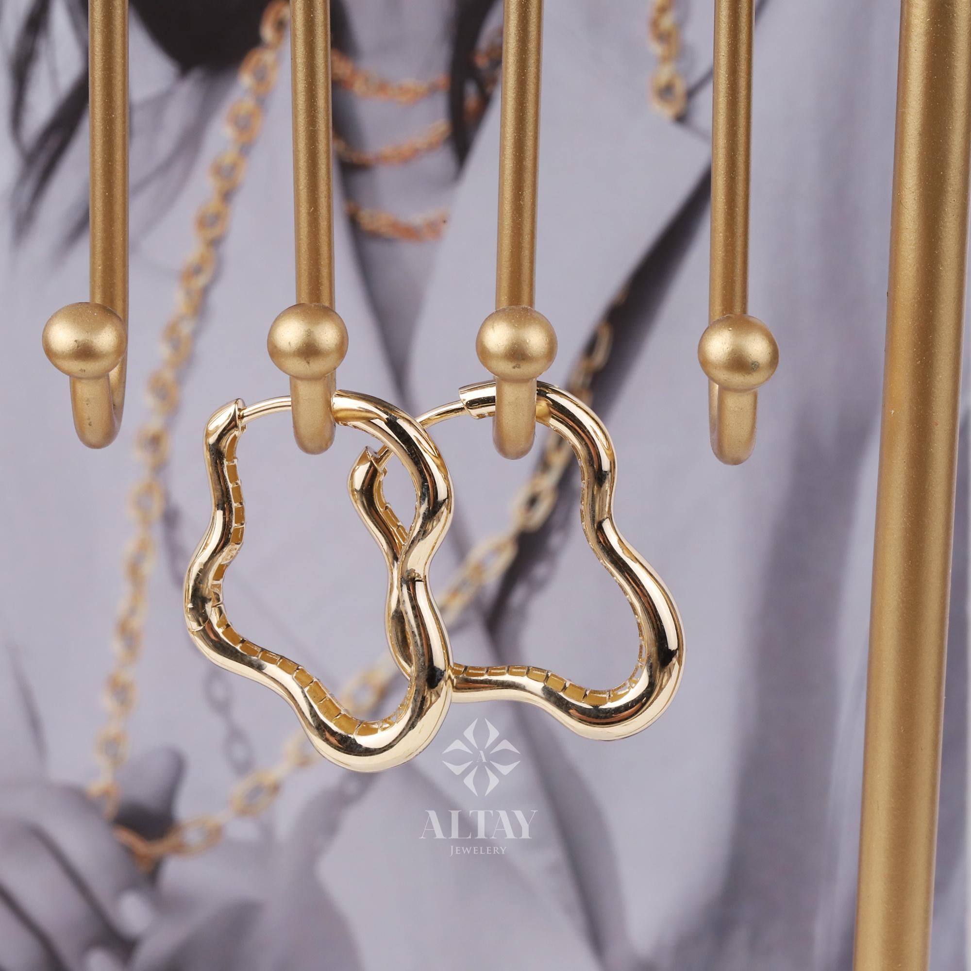 14K Gold Cloud Earrings, Hoop Cloud Earrings, Charm Hoops Huggie