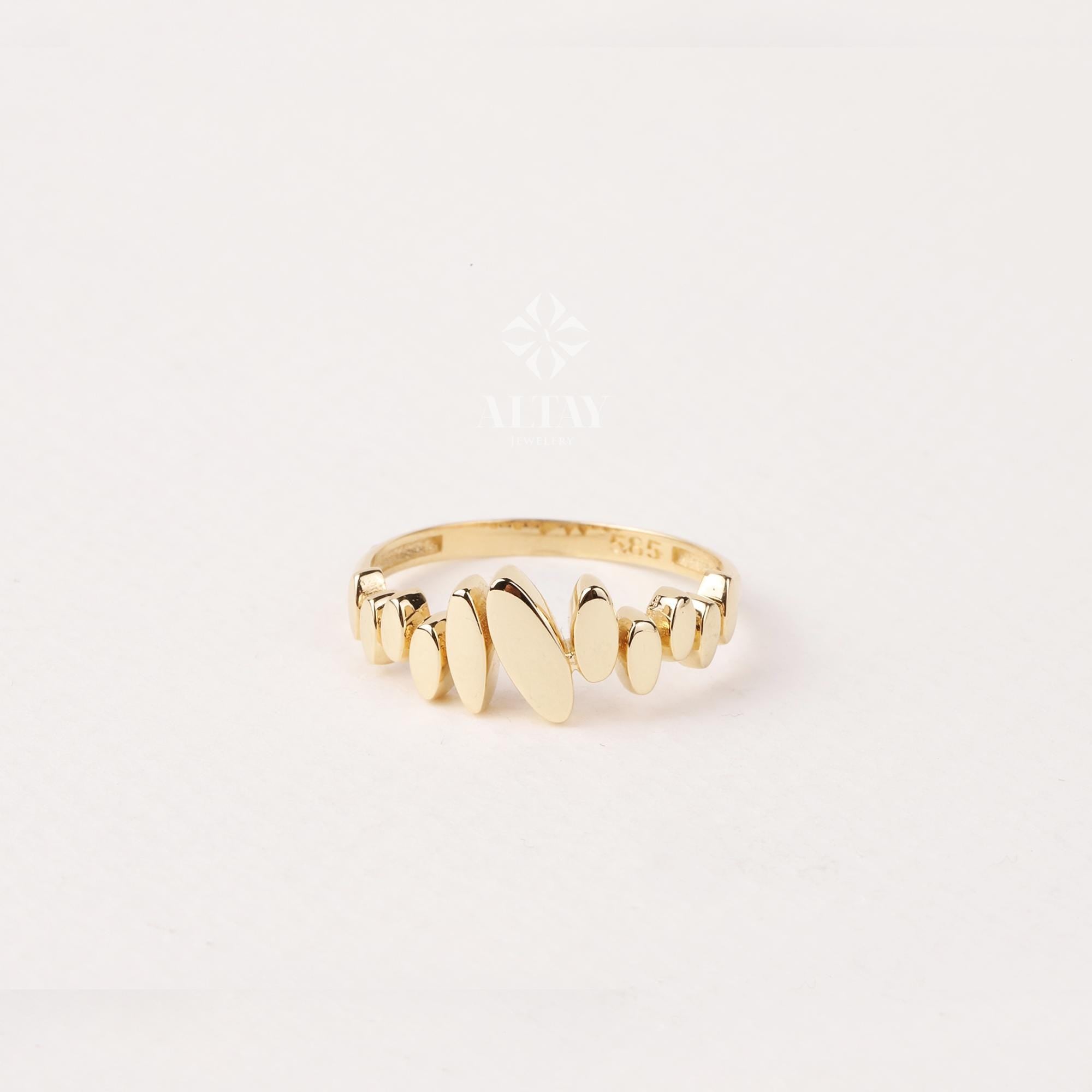 14K Solid Gold ZigZag Ring, Statement Ring, Tiny Sticks Ring, Unique Design, Minimalist, Gift For Her, Real Gold, Christmas Jewelry