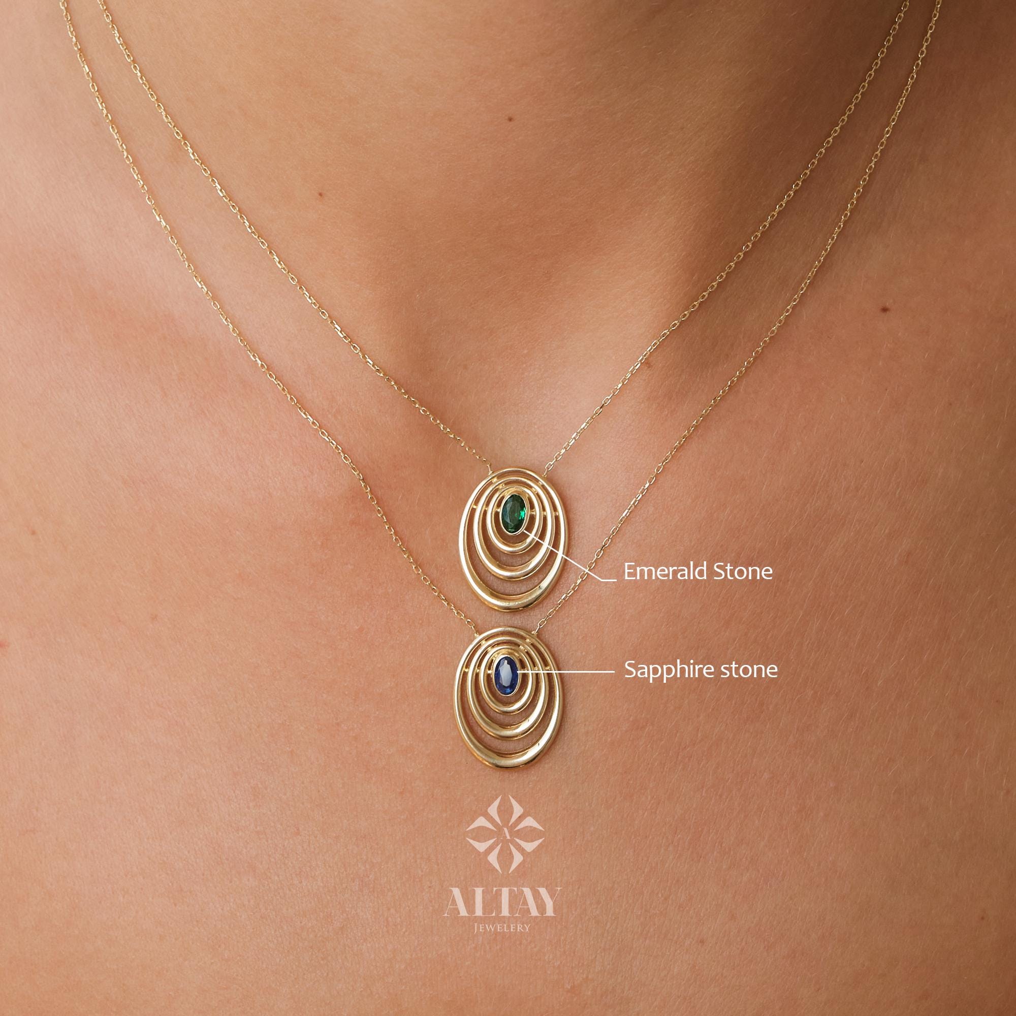 14K Gold Birthstone Necklace, Oval Shape Opal Pendant, Dainty Custom Gold Necklace, Layering Gemstone Necklace, Emerald Stone Moms Gift