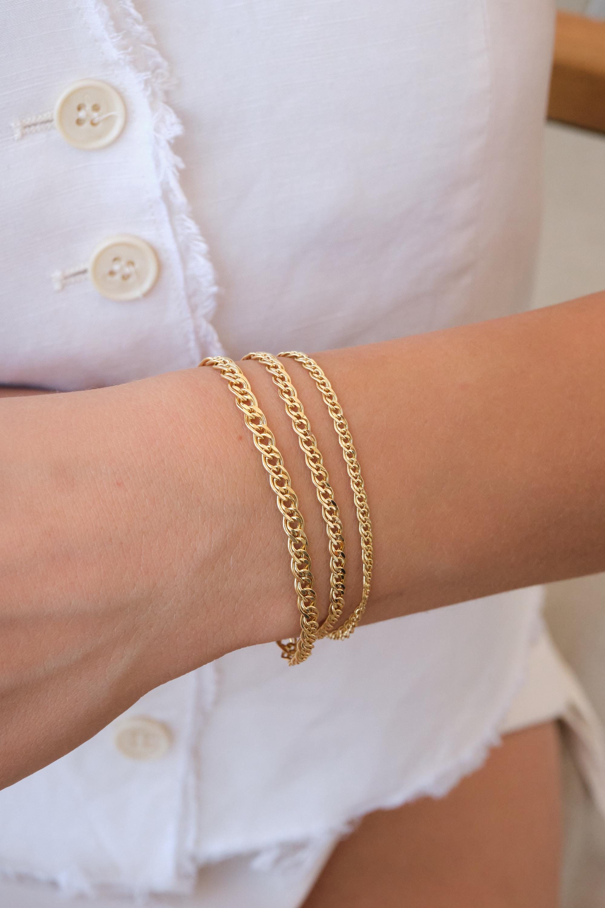 14K Gold Nonna Chain Bracelet, 2mm 3mm 4mm Italian Nonna Link Bracelet, Solid Gold Chain Bracelet, Timeless Everyday Gold Jewelry