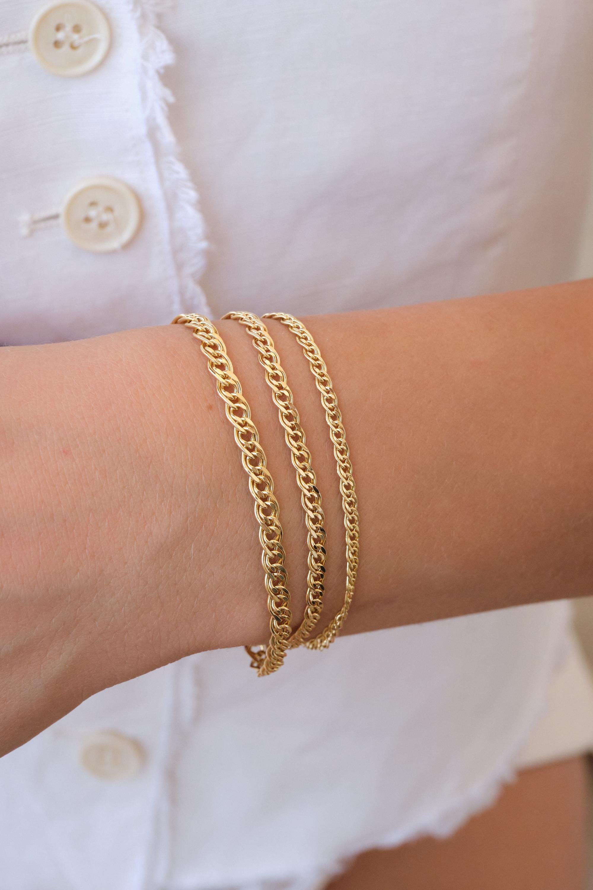 14K Gold Nonna Chain Bracelet, 2mm 3mm 4mm Italian Nonna Link Bracelet, Solid Gold Chain Bracelet, Timeless Everyday Gold Jewelry