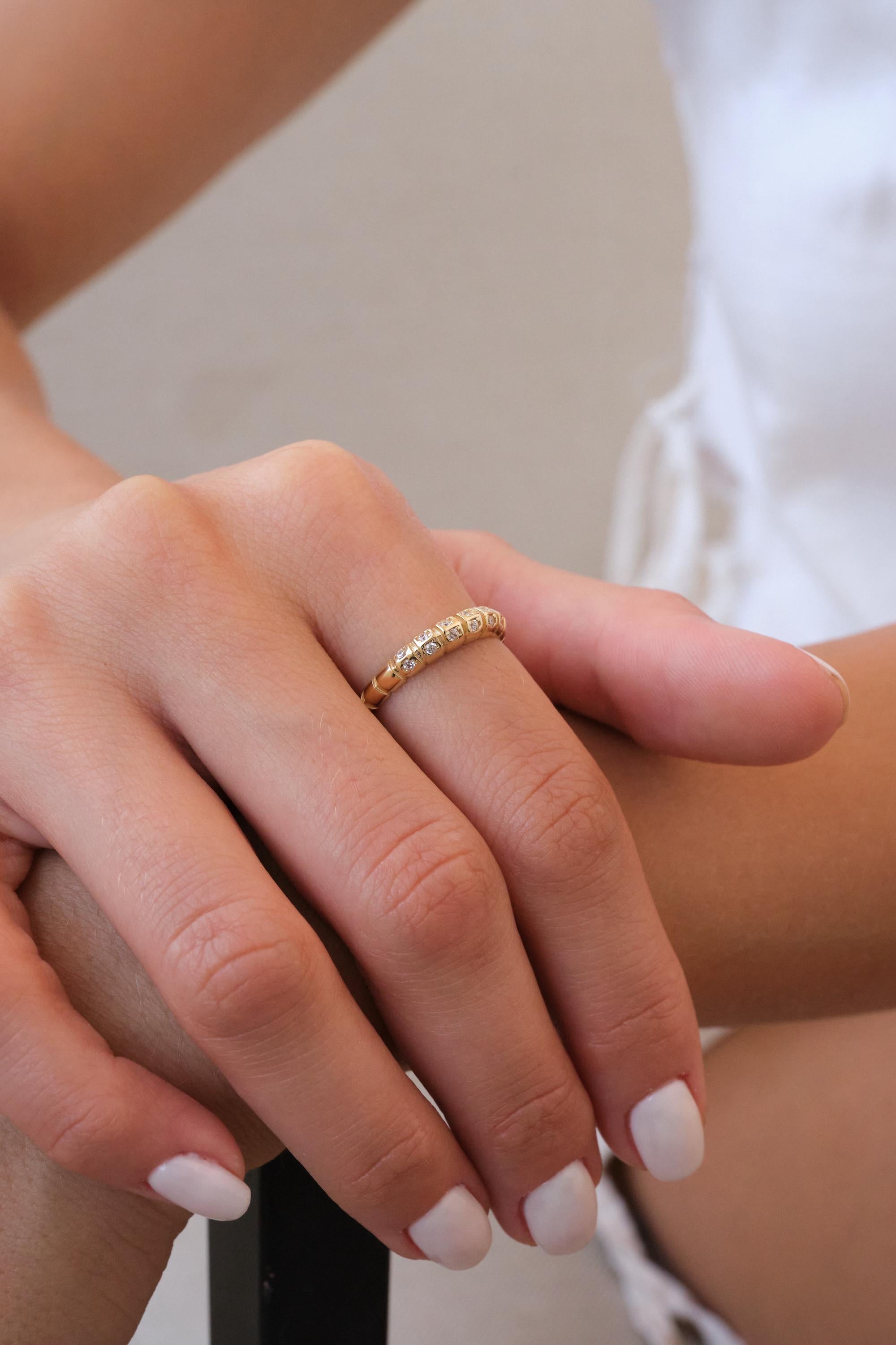 14K Gold Dome Croissant Ring with CZ, Chunky Pave Gold Ring, Statement Dome Ring, Luxury Croissant Ring, Bold Gold Ring for Her