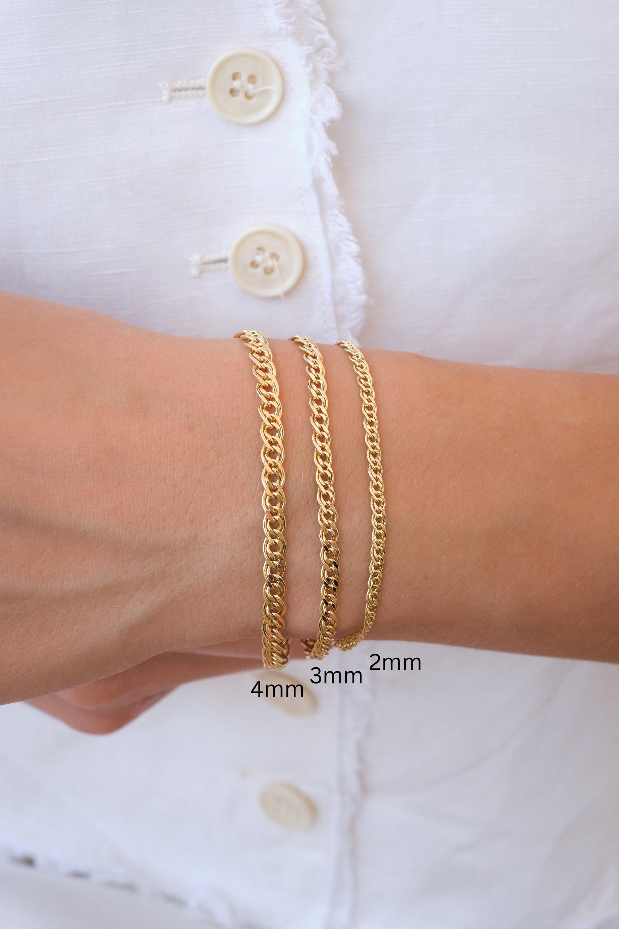 14K Gold Nonna Chain Bracelet, 2mm 3mm 4mm Italian Nonna Link Bracelet, Solid Gold Chain Bracelet, Timeless Everyday Gold Jewelry