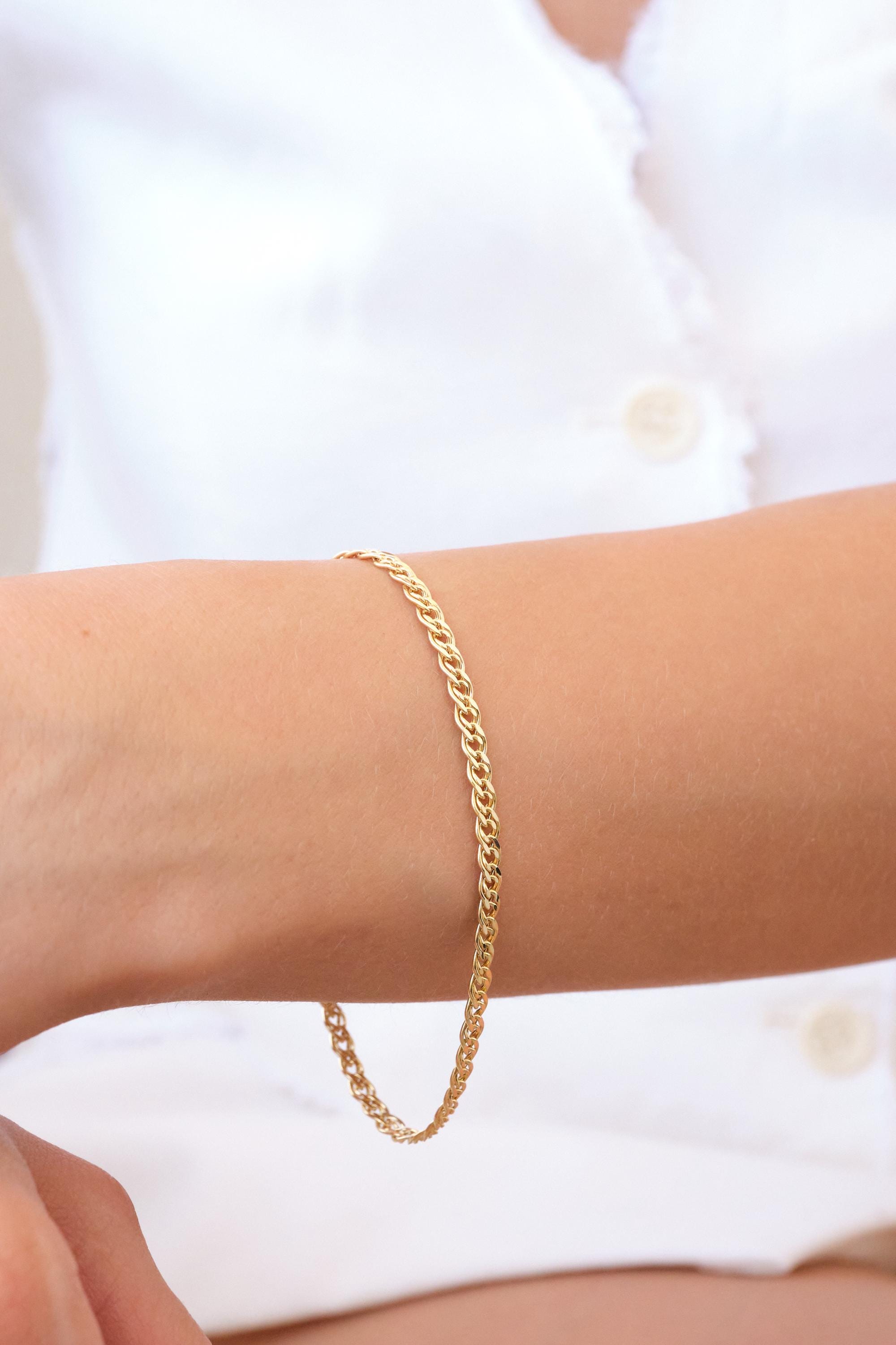 14K Gold Nonna Chain Bracelet, 2mm 3mm 4mm Italian Nonna Link Bracelet, Solid Gold Chain Bracelet, Timeless Everyday Gold Jewelry