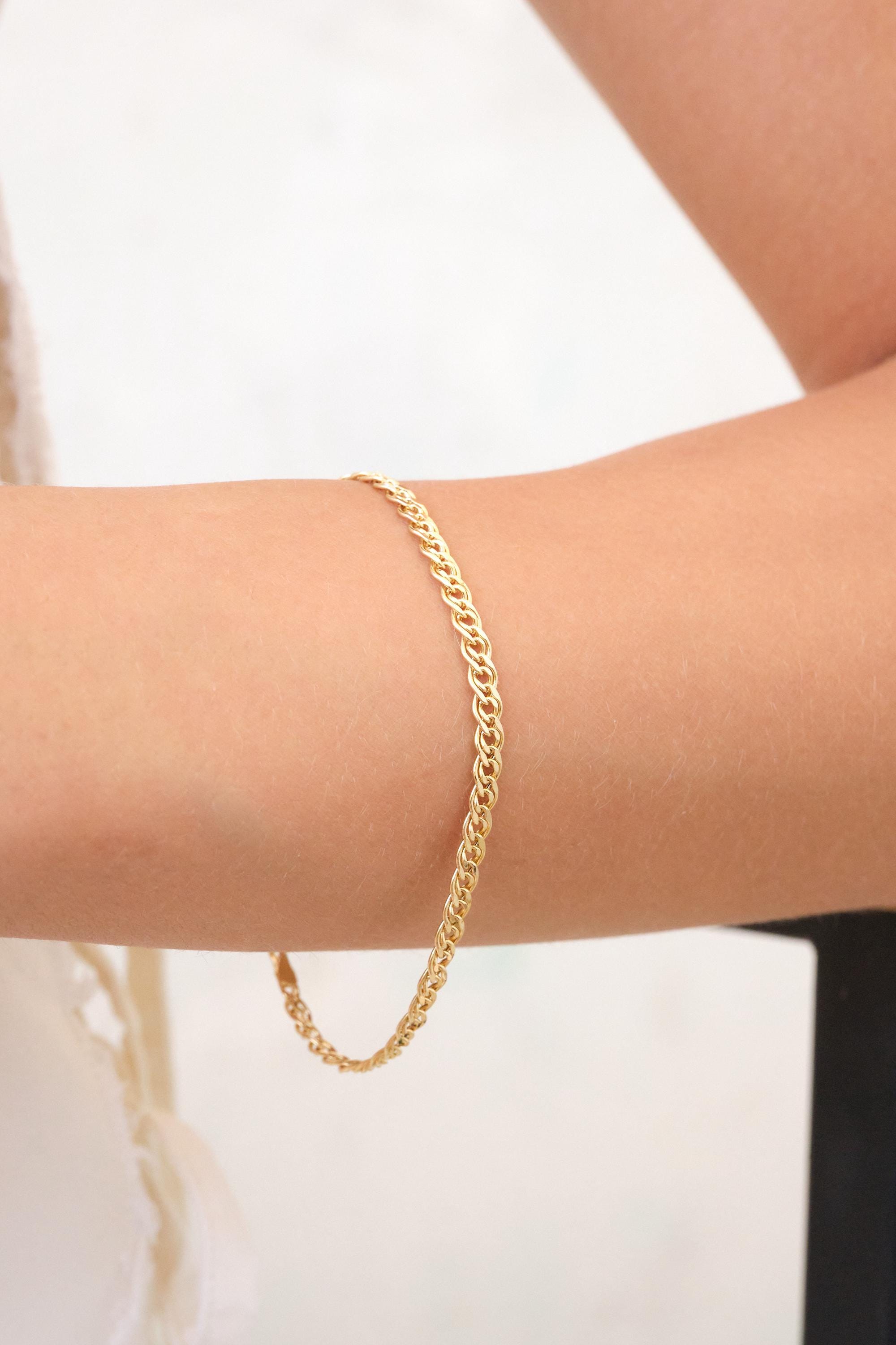 14K Gold Nonna Chain Bracelet, 2mm 3mm 4mm Italian Nonna Link Bracelet, Solid Gold Chain Bracelet, Timeless Everyday Gold Jewelry
