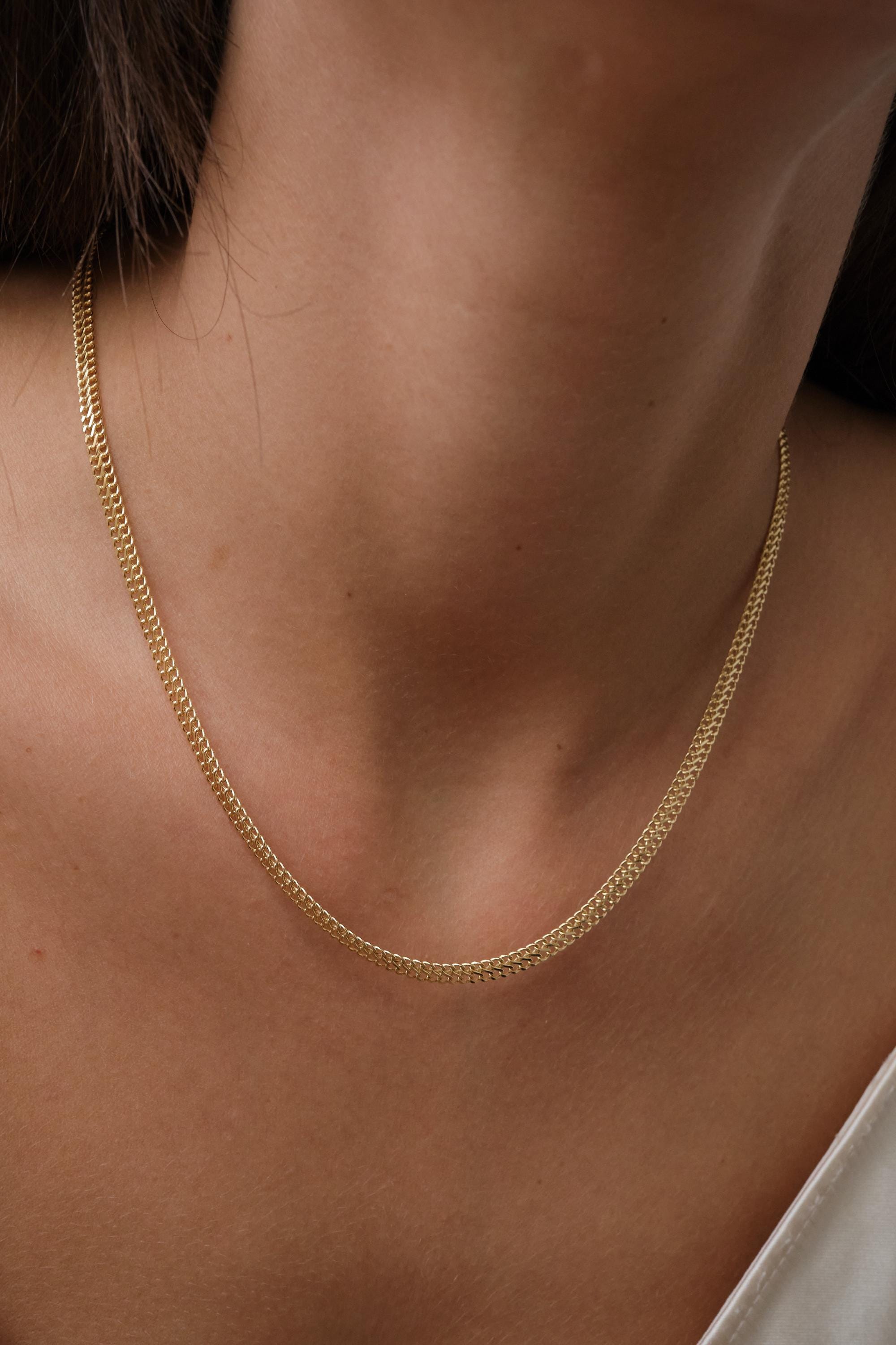 14K Gold Double Curb Chain Necklace, 3.7mm Vienna Chain Choker, Dailywear Jewelry, Armoured Chain, Minimal Fine Charm Jewelry, Gift For Her