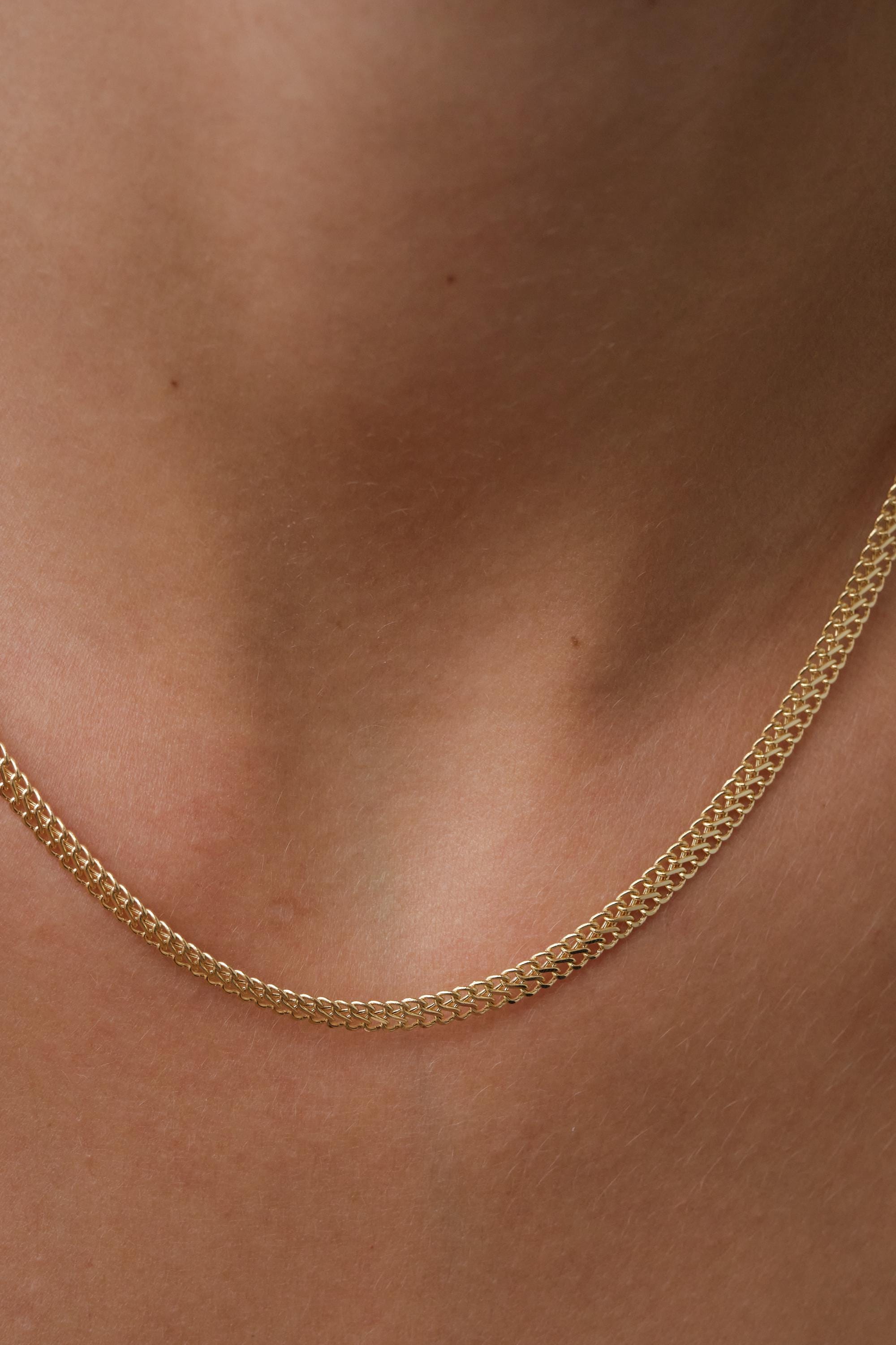 14K Gold Double Curb Chain Necklace, 3.7mm Vienna Chain Choker, Dailywear Jewelry, Armoured Chain, Minimal Fine Charm Jewelry, Gift For Her